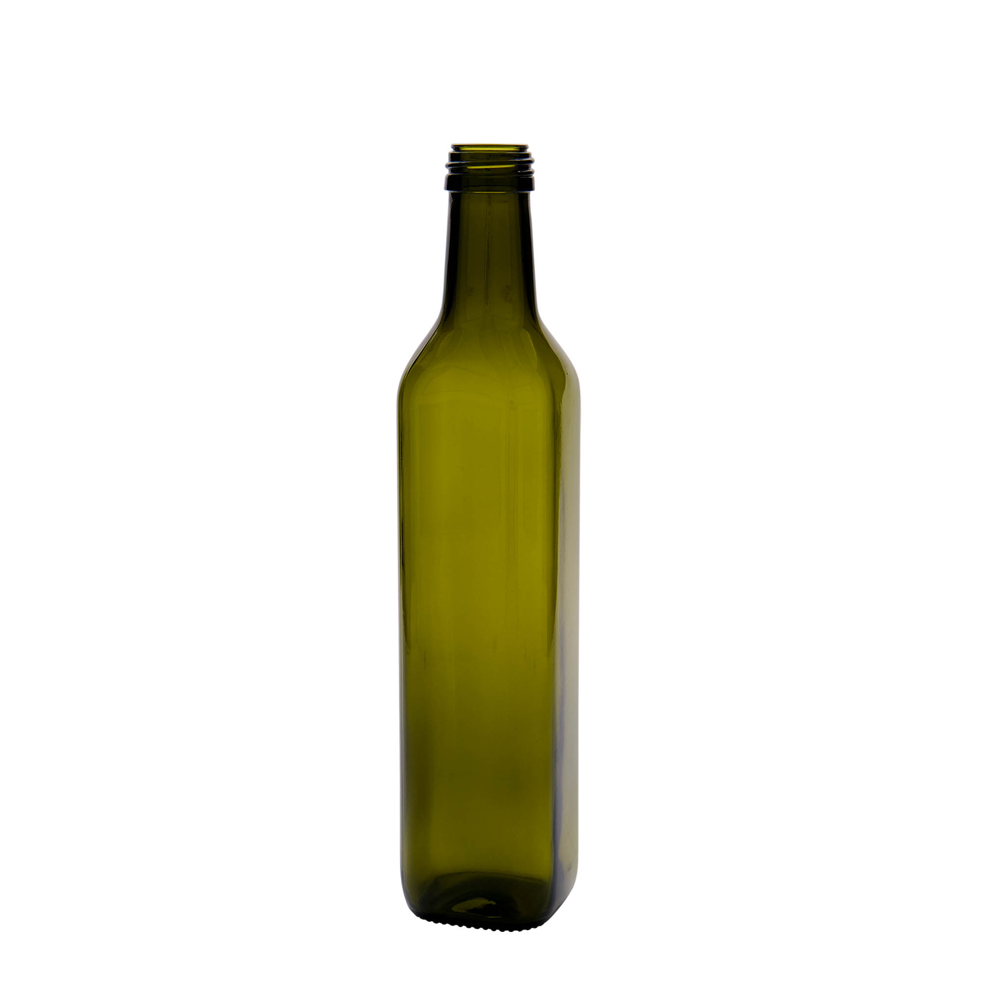 Shishe qelqi 500 ml 'Marasca', katrore, jeshile antike, gojë: PP 31,5 Shishe qelqi 500 ml 'Marasca', katrore, jeshile antike, gojë: PP 31,5