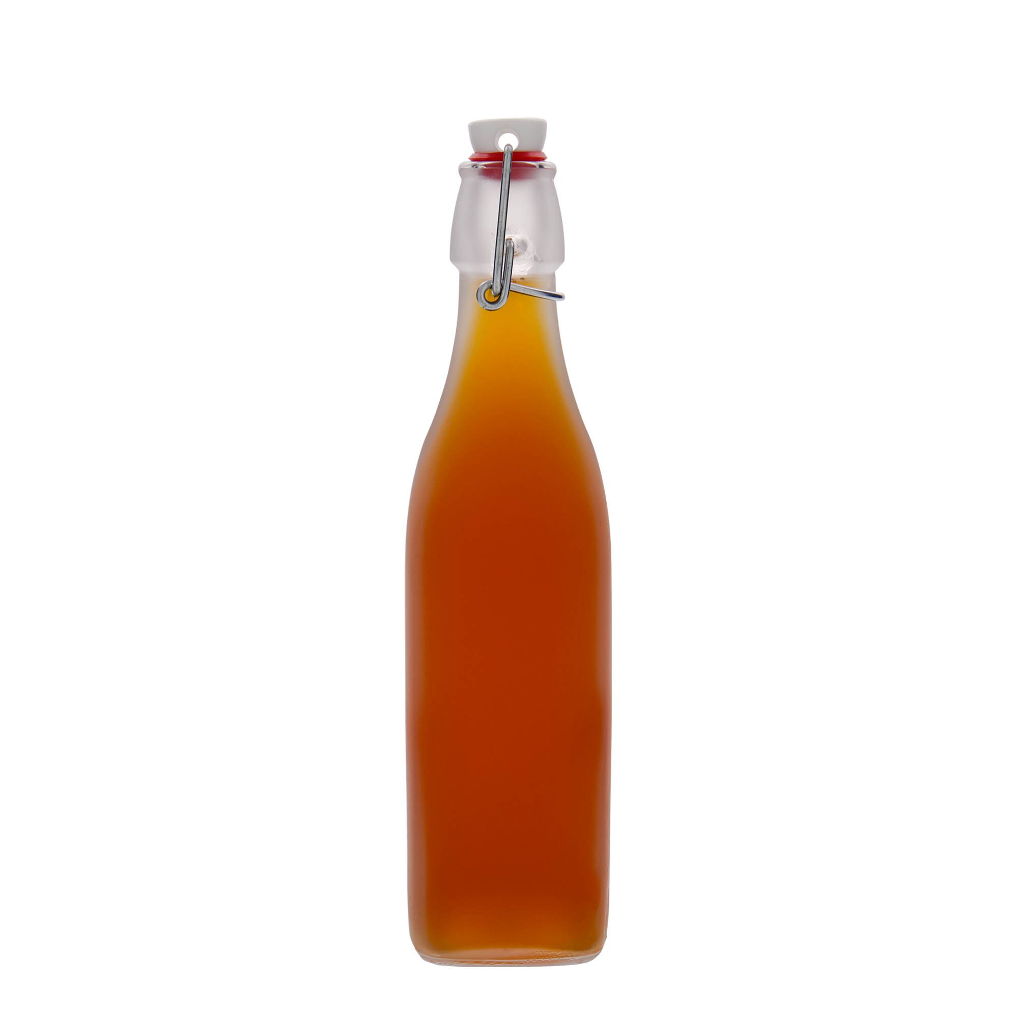 Shishe qelqi 500 ml 'Swing, katrore, e bardhë, gojë: mbyllje me kapëse' Shishe qelqi 500 ml 'Swing, katrore, e bardhë, gojë: mbyllje me kapëse'