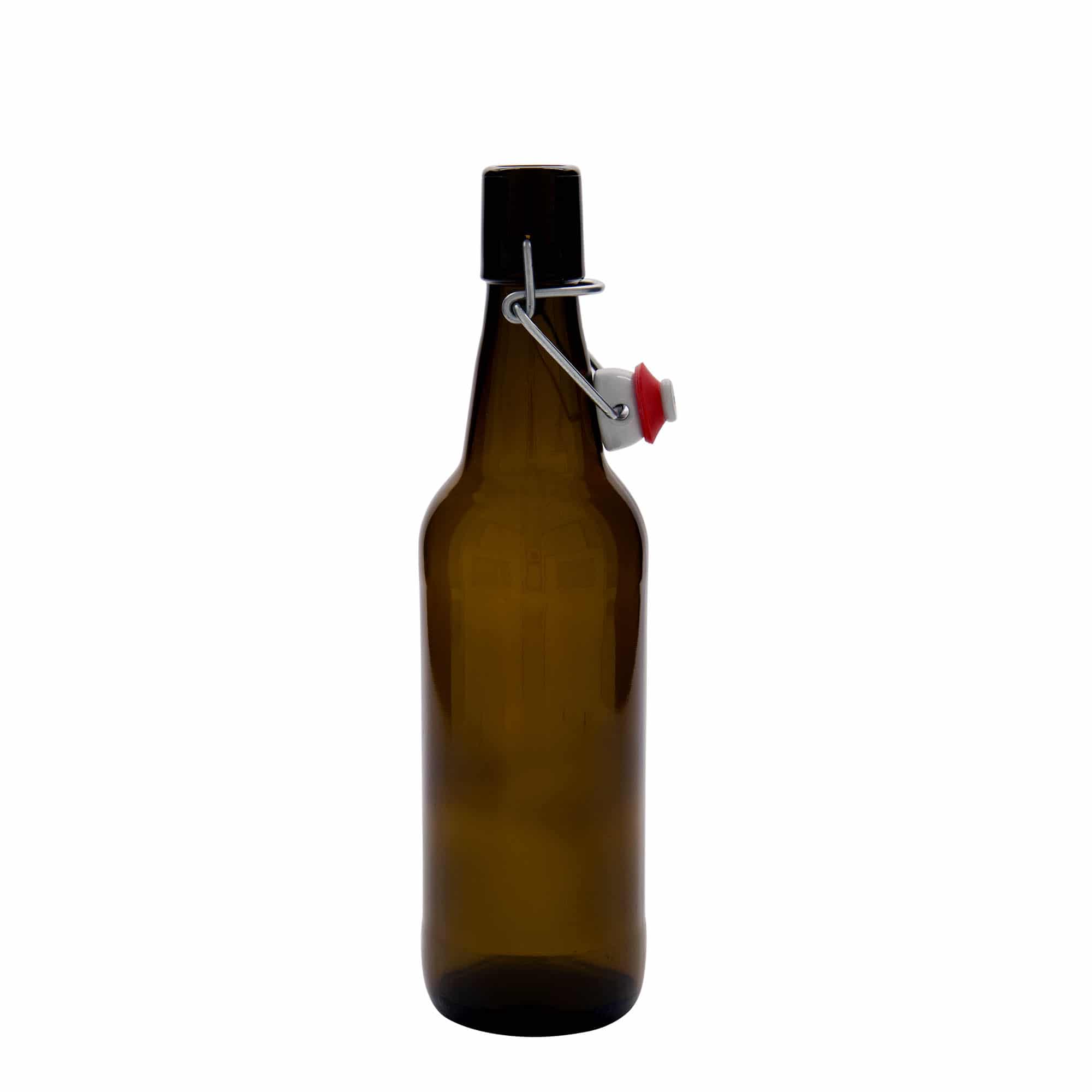 Shishe birre 500 ml, qelq, kafe, gojë: kapëse me kapak të kyçur