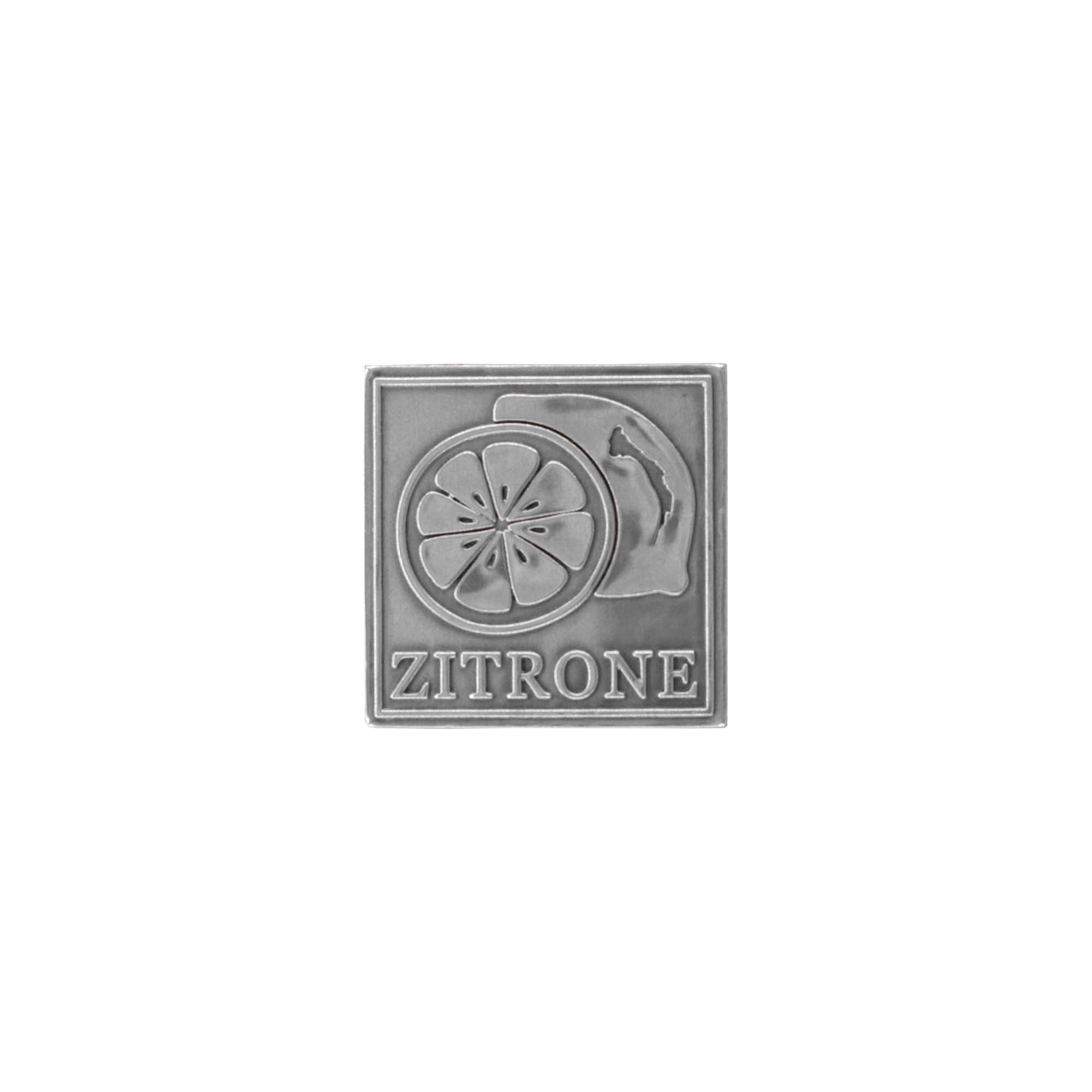 Etiketë prej zinku 'Limon', katrore, metal, argjend Etiketë prej zinku 'Limon', katrore, metal, argjend