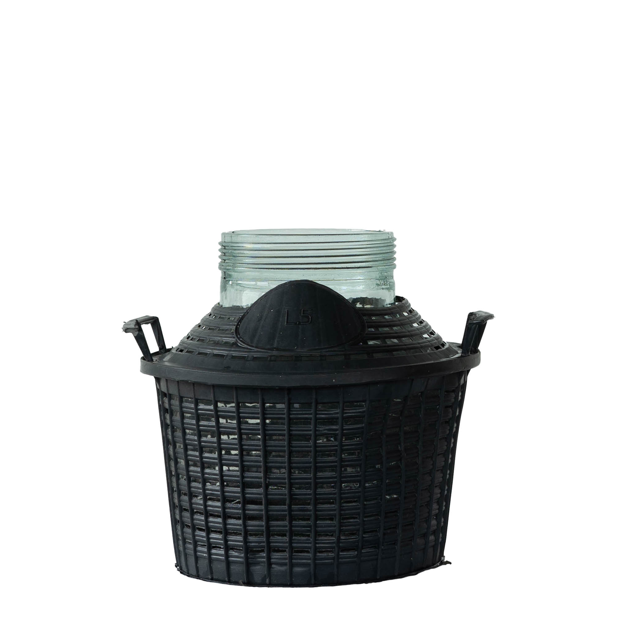 5 l shishe baloni me qafë të gjerë, xham, gojë: kapak me vida