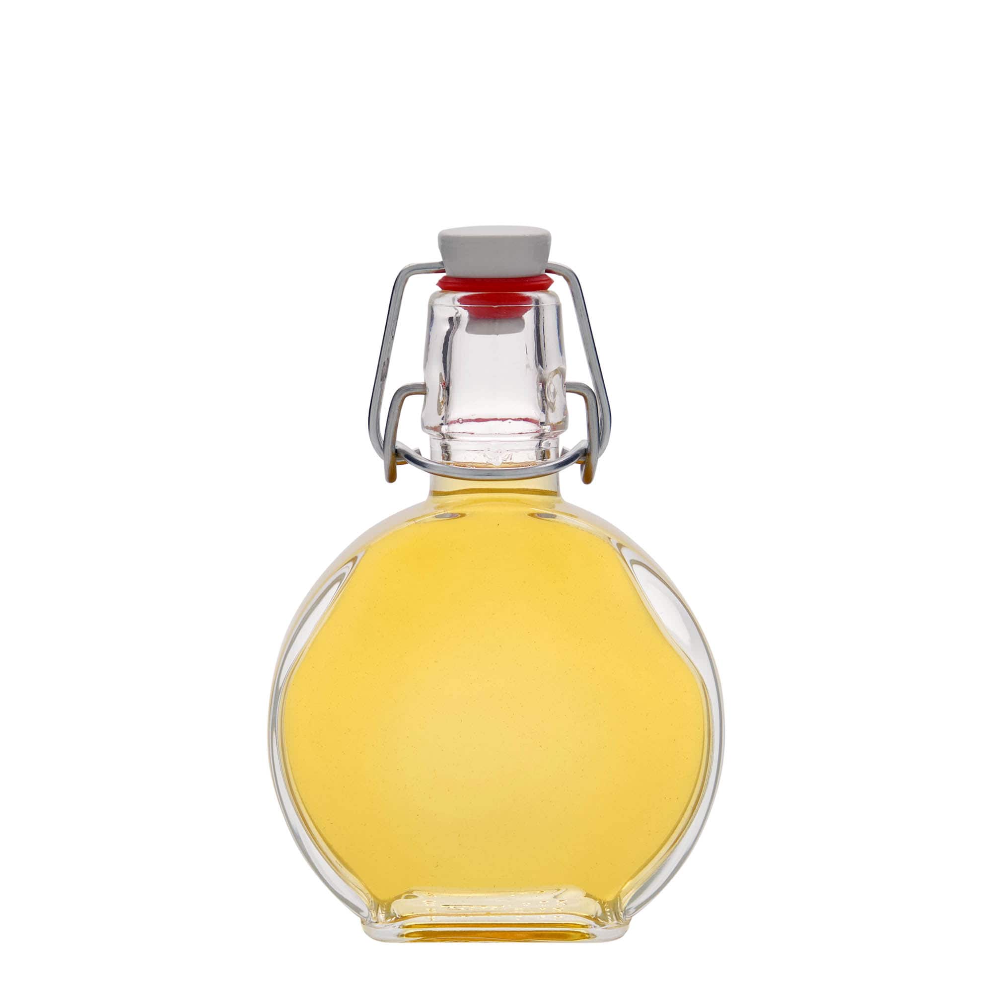 Shishe qelqi 200 ml 'Sensatione', drejtkëndëshe, hapja: mbyllje me kapëse hekurudhe