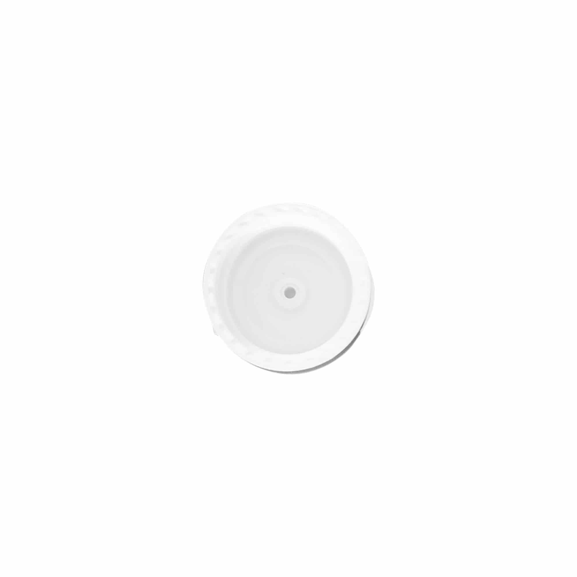 Kapak me vidë me këndellëk të palosshëm, plastikë PP, i bardhë, për gojëzën: 20/410