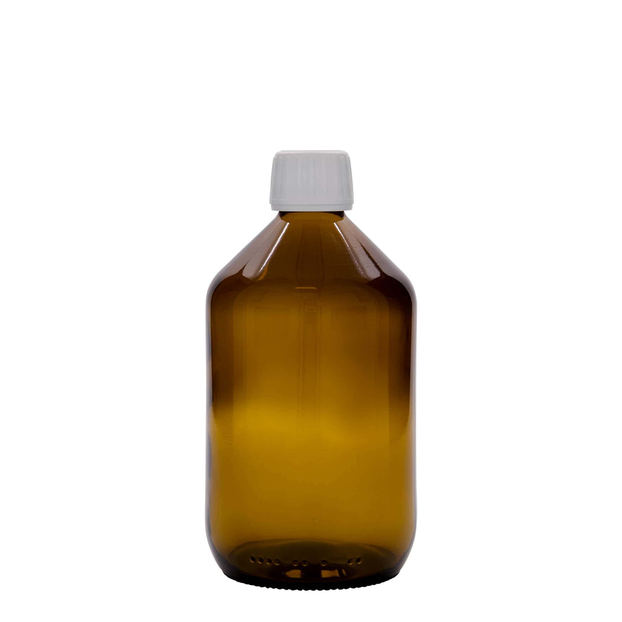Shishe mjekësore 500 ml, kafe, qelq, hapja: PP 28