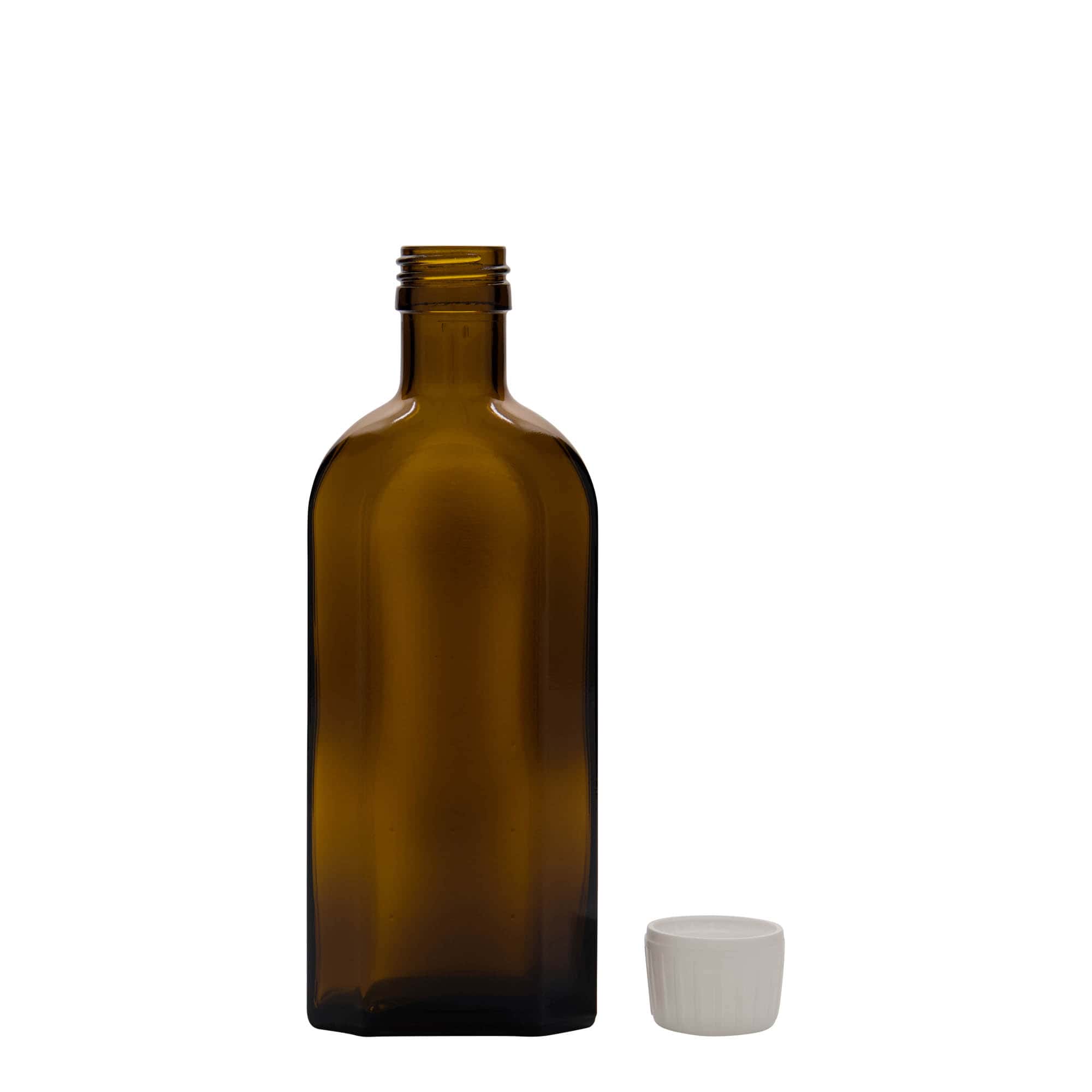 250 ml shishe mjekësore Meplat, ovale, qelq, kafe, hapja: PP 28