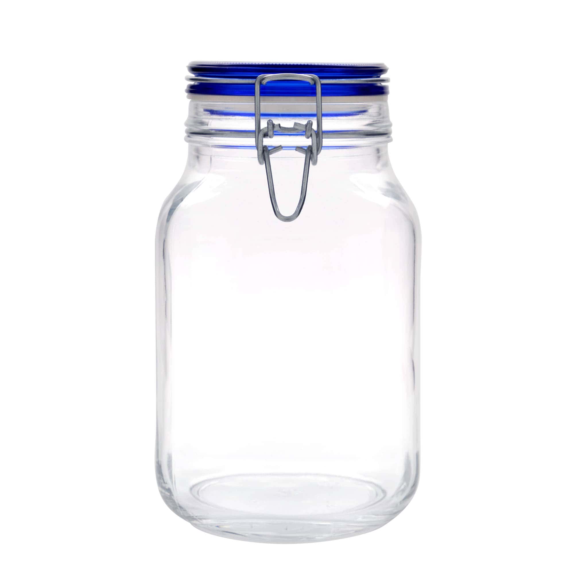 2.000 ml kavanoz me kapak me tela 'Fido' me kapak blu, katror, hapje: mbyllje me kapak me tela