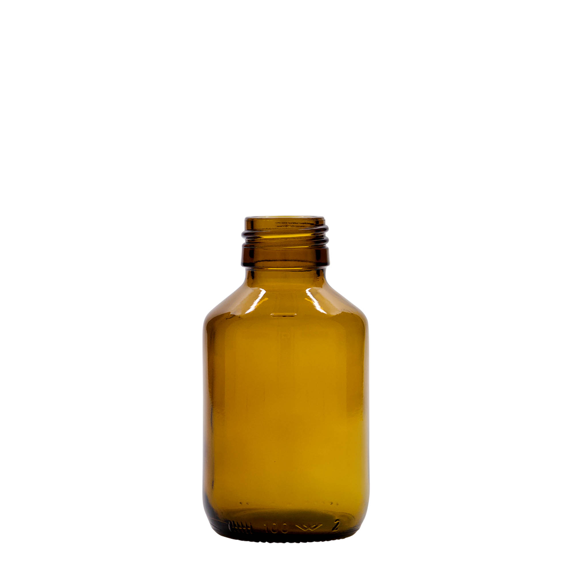 100 ml shishe mjekësore, kafe, qelq, gojë: PP 28 100 ml shishe mjekësore, kafe, qelq, gojë: PP 28