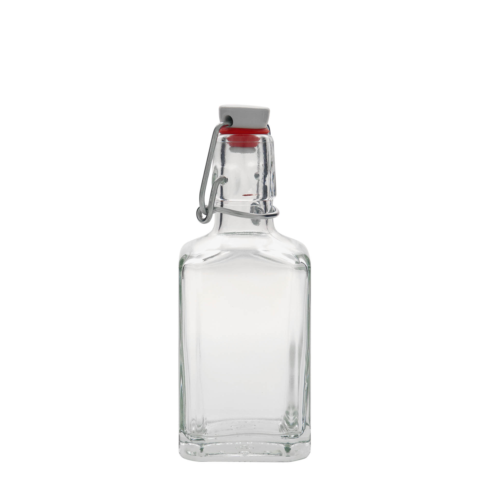 250 ml shishe qelqi 'Rialto', katrore, gojë: mbyllje me kapëse. 250 ml shishe qelqi 'Rialto', katrore, gojë: mbyllje me kapëse.