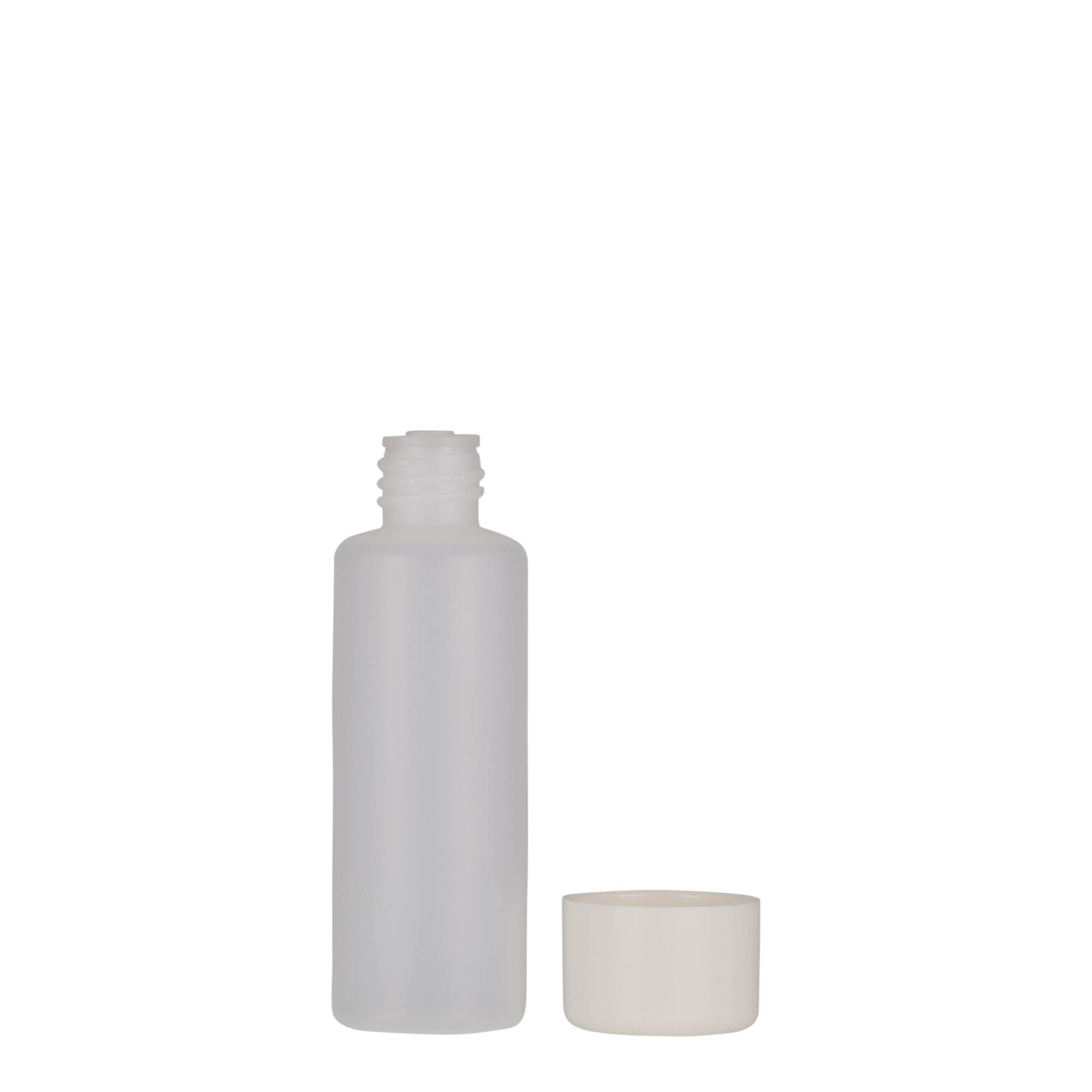 50 ml shishe rrethore, plastikë PE, natyrale, hapje: kapak me vida