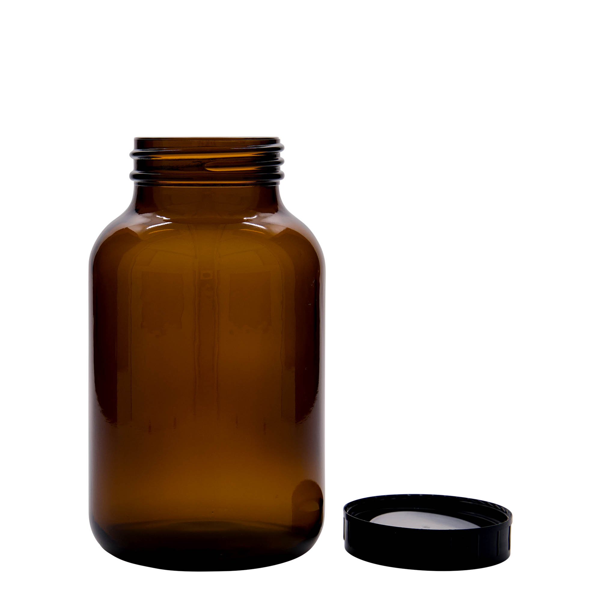 1.000 ml shishe qelqi me qafë të gjerë, kafe, gojëzimi: DIN 68 1.000 ml shishe qelqi me qafë të gjerë, kafe, gojëzimi: DIN 68