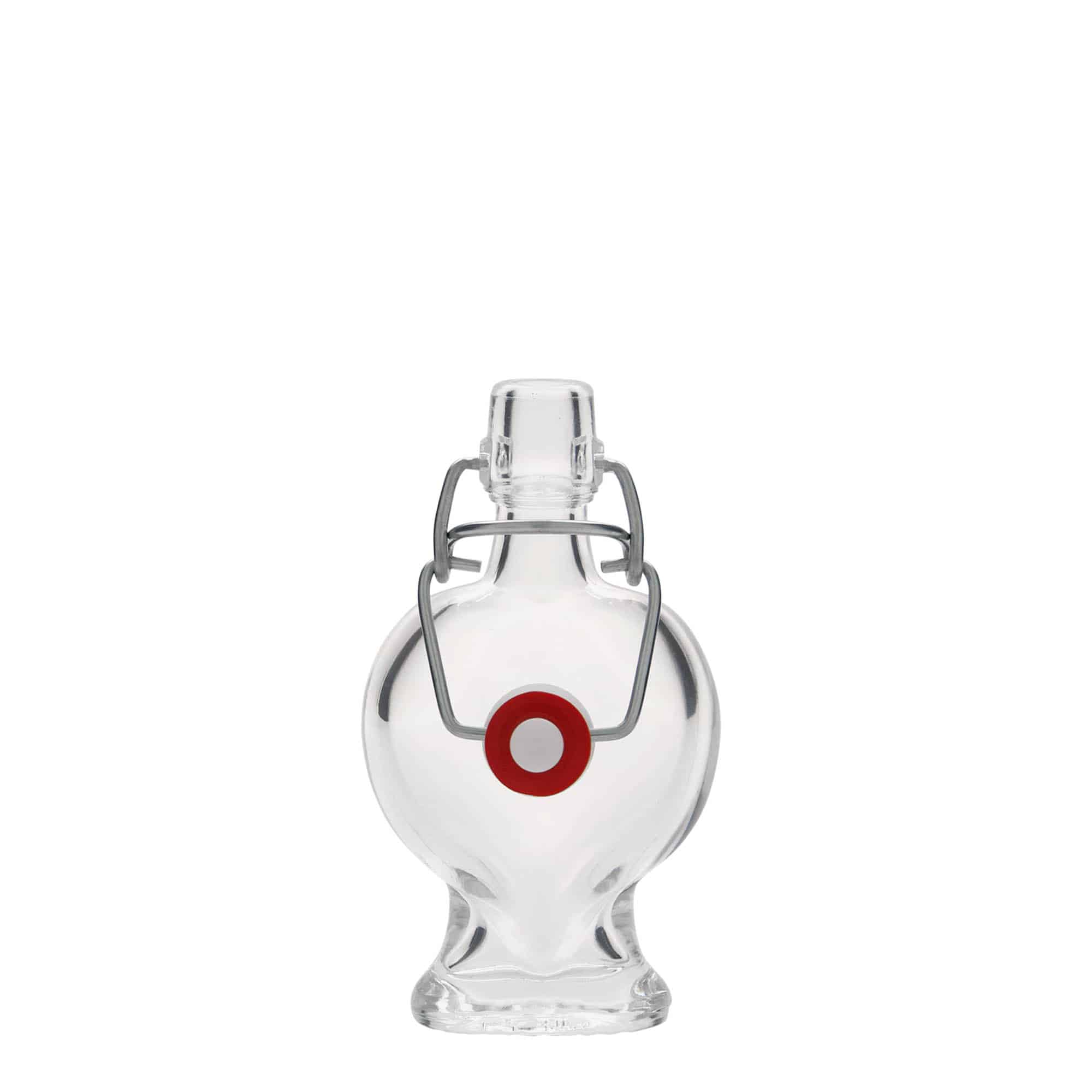 Shishe qelqi 40 ml 'Zemër', Hapur: Mbyllje me kapëse Shishe qelqi 40 ml 'Zemër', Hapur: Mbyllje me kapëse