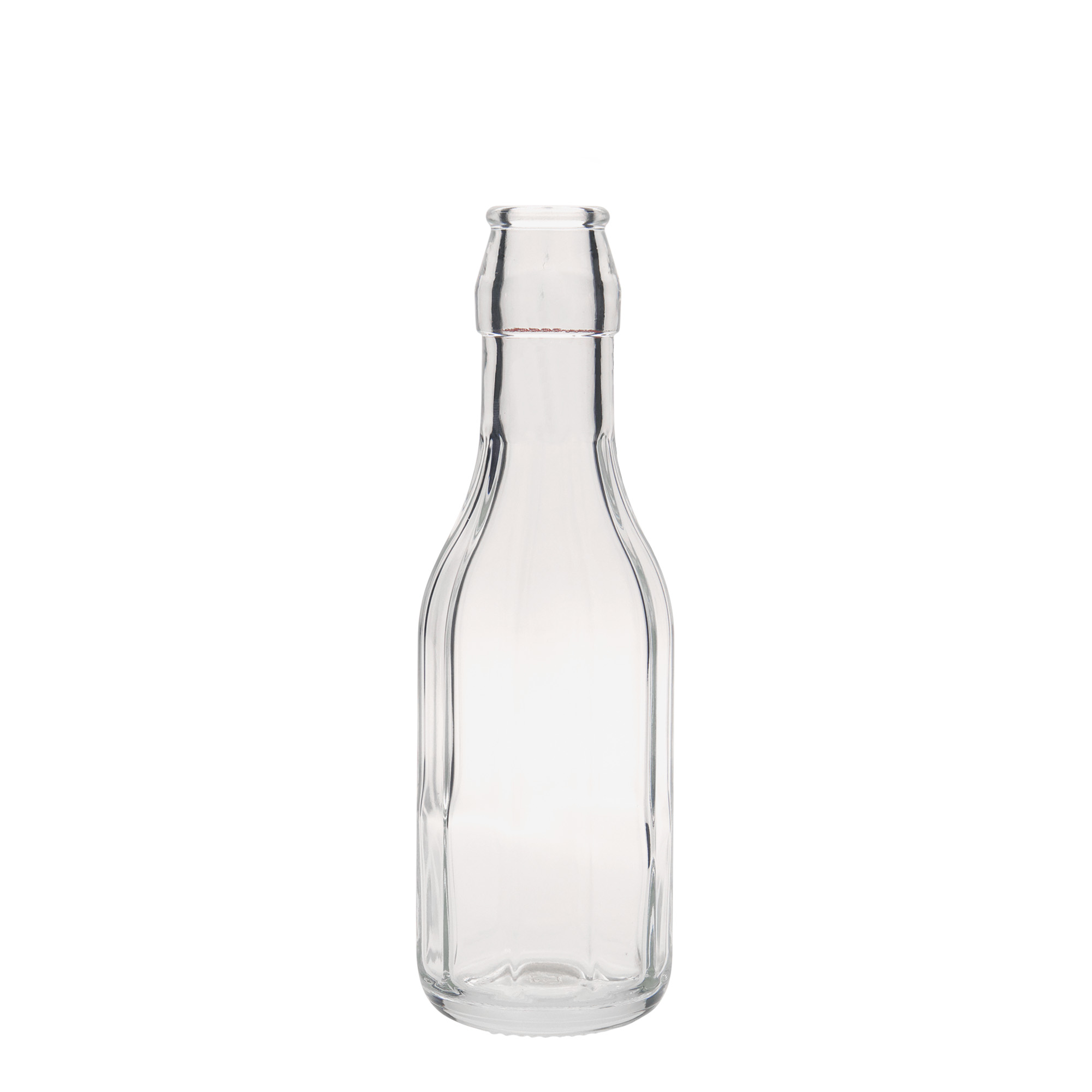 Shishe qelqi 250 ml 'Bravo', tetëkëndore, gojë: mbyllje me kapëse. Shishe qelqi 250 ml 'Bravo', tetëkëndore, gojë: mbyllje me kapëse.