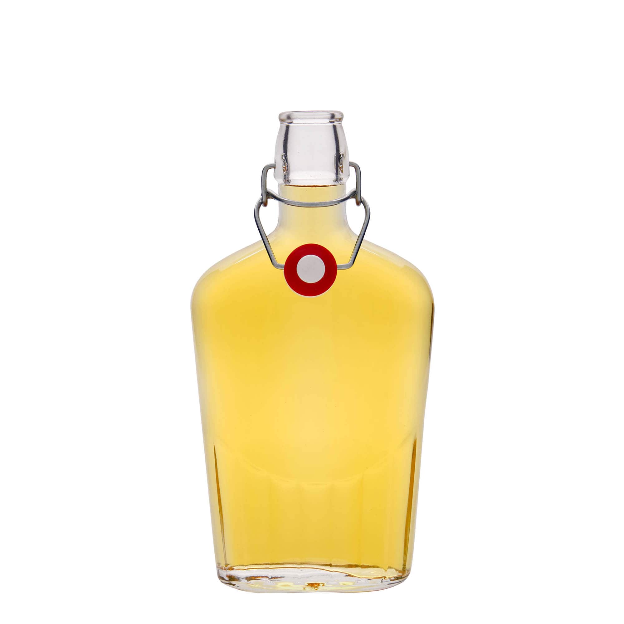 Shishe qelqi 500 ml 'Fiaschetta', ovale, grykë: mbyllje me kapëse. Shishe qelqi 500 ml 'Fiaschetta', ovale, grykë: mbyllje me kapëse.