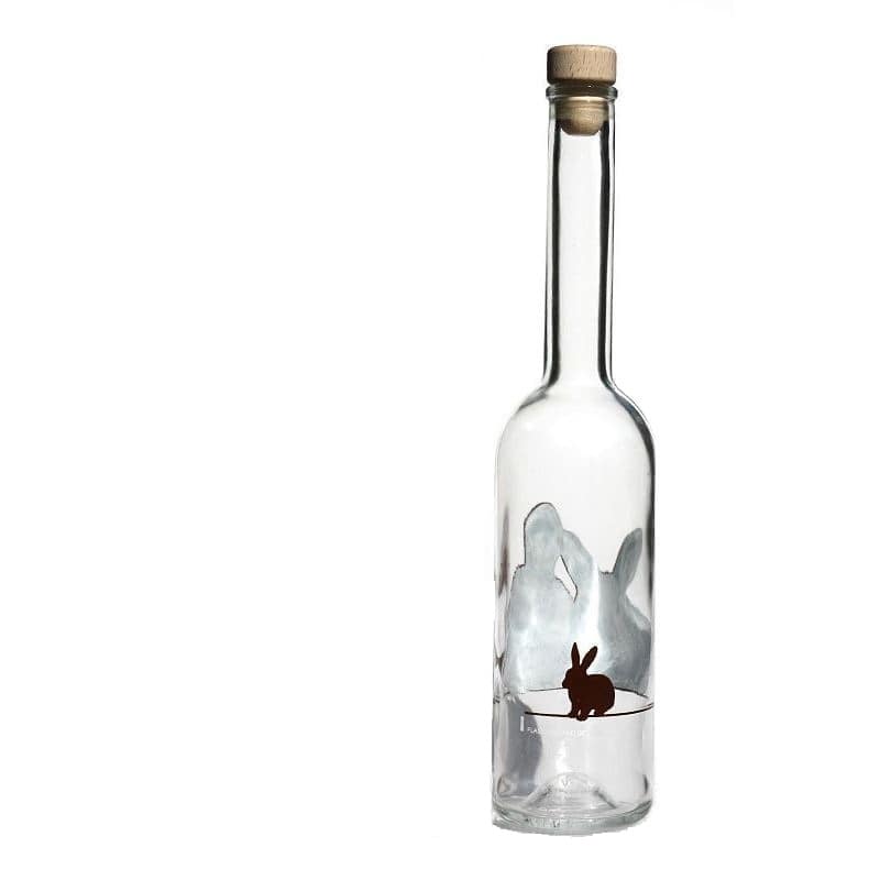 Shishe qelqi 500 ml 'Opera', motiv: Lepur, gojë: Kork