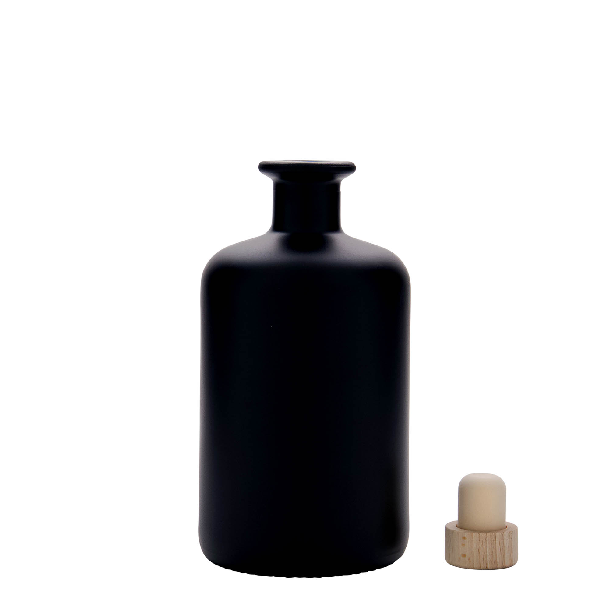 Shishe qelqi 500 ml farmaci, e zezë, gojë: kork Shishe qelqi 500 ml farmaci, e zezë, gojë: kork
