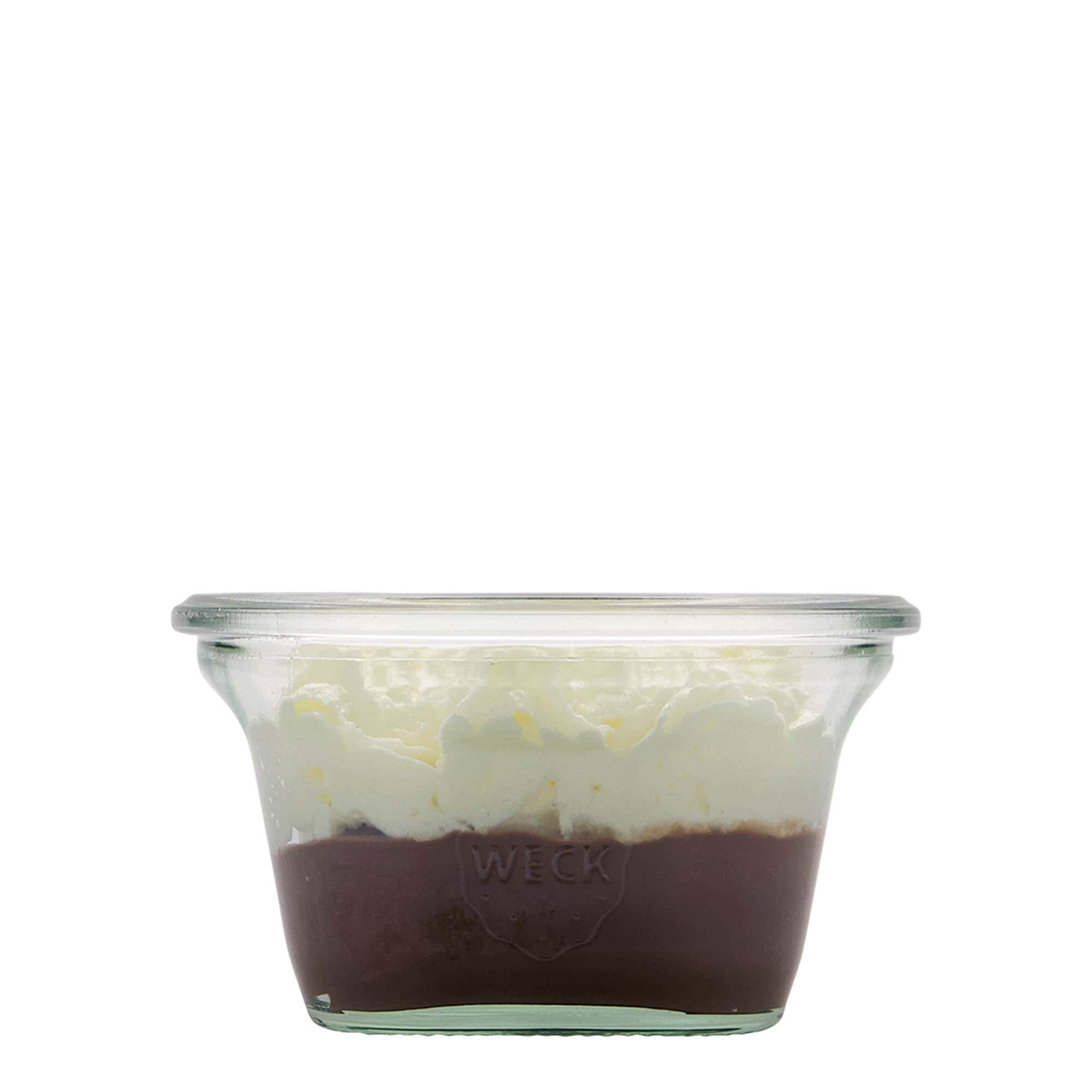 290 ml gotë WECK-Quadroglas, katrore, hapje: buzë e rrumbullakët