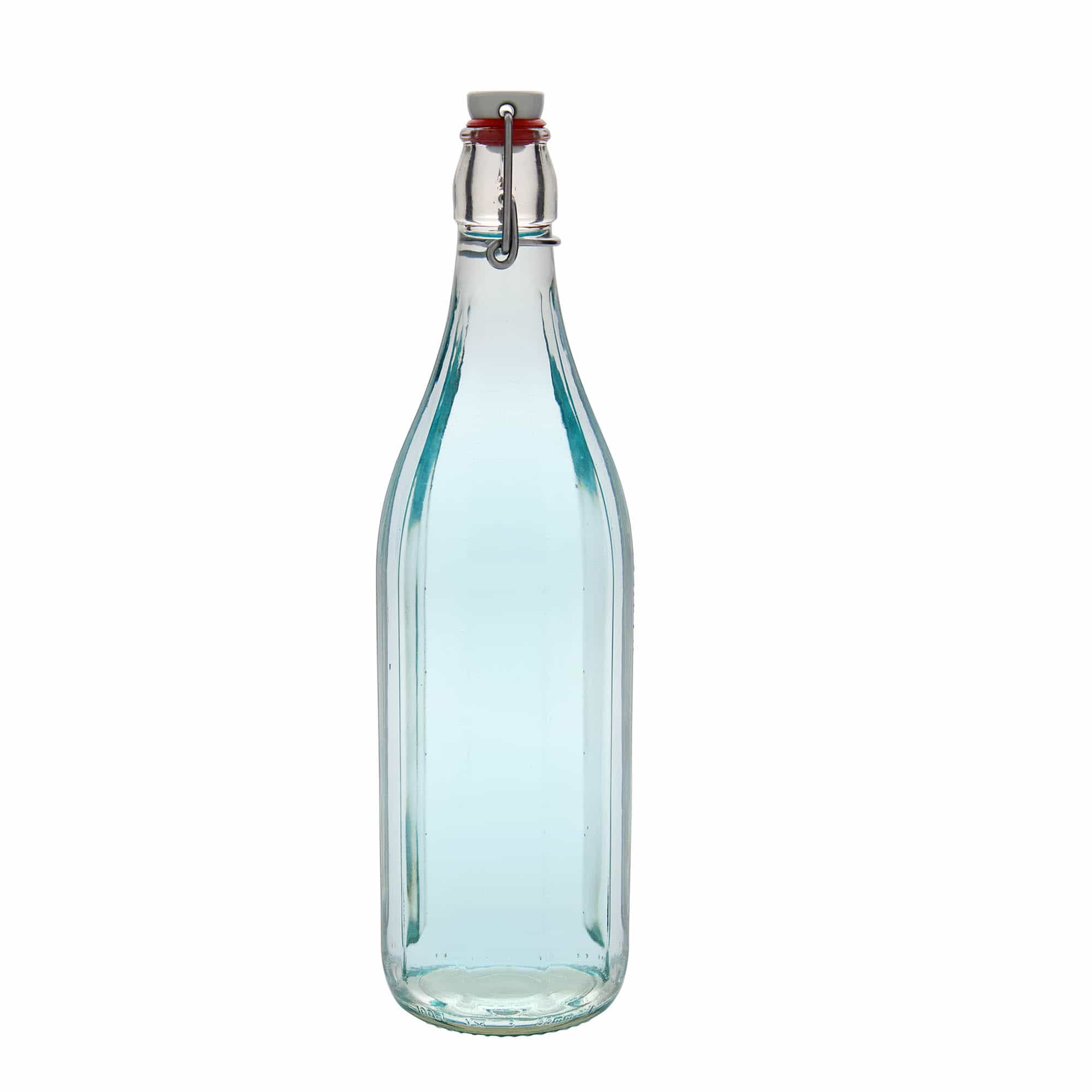 1.000 ml shishe qelqi 'Bravo' #, tetëkëndore, hapja: mbyllje me kapëse.