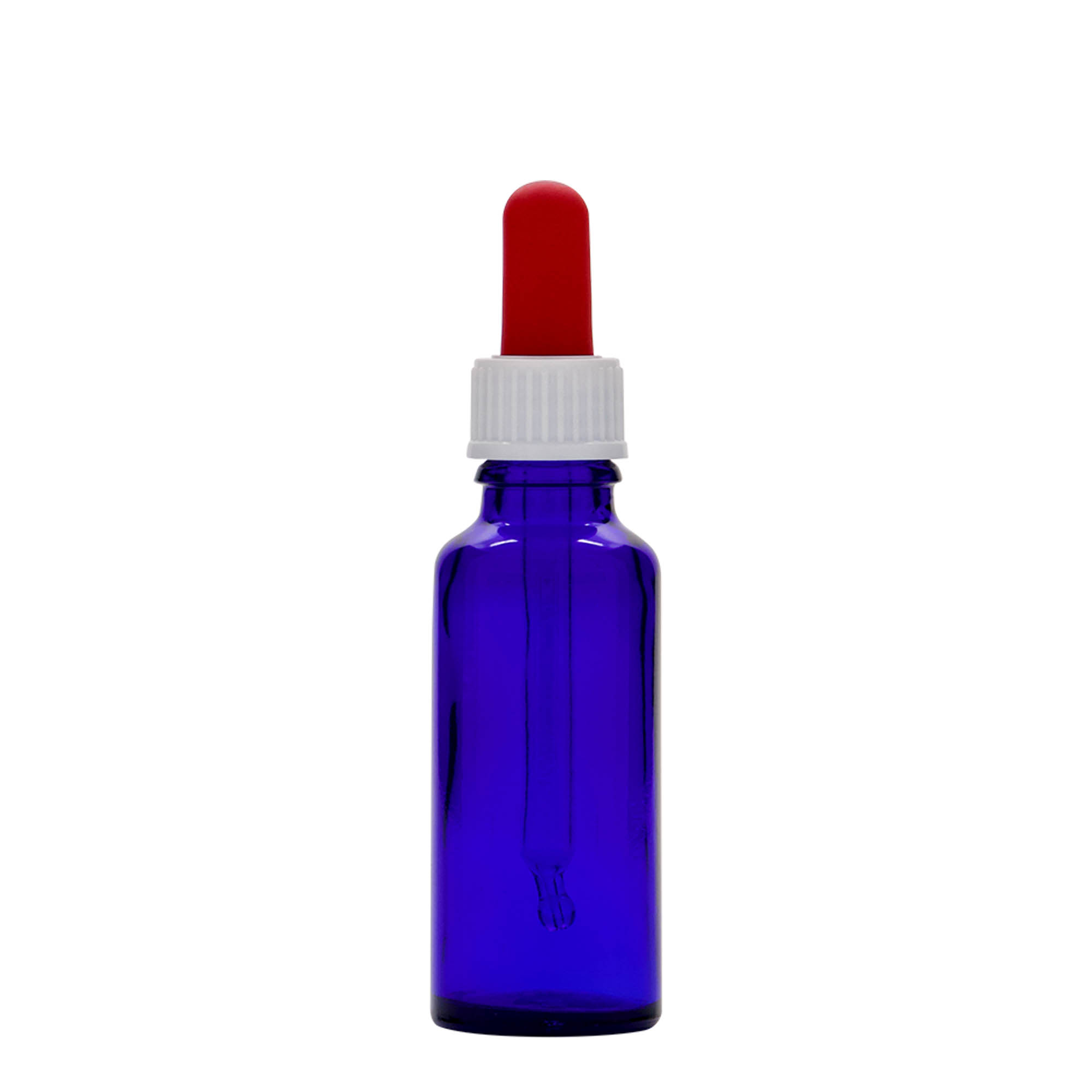 30 ml shishe pipete mjekësore, qelq, blu mbretëror-kuq, gojë: DIN 18