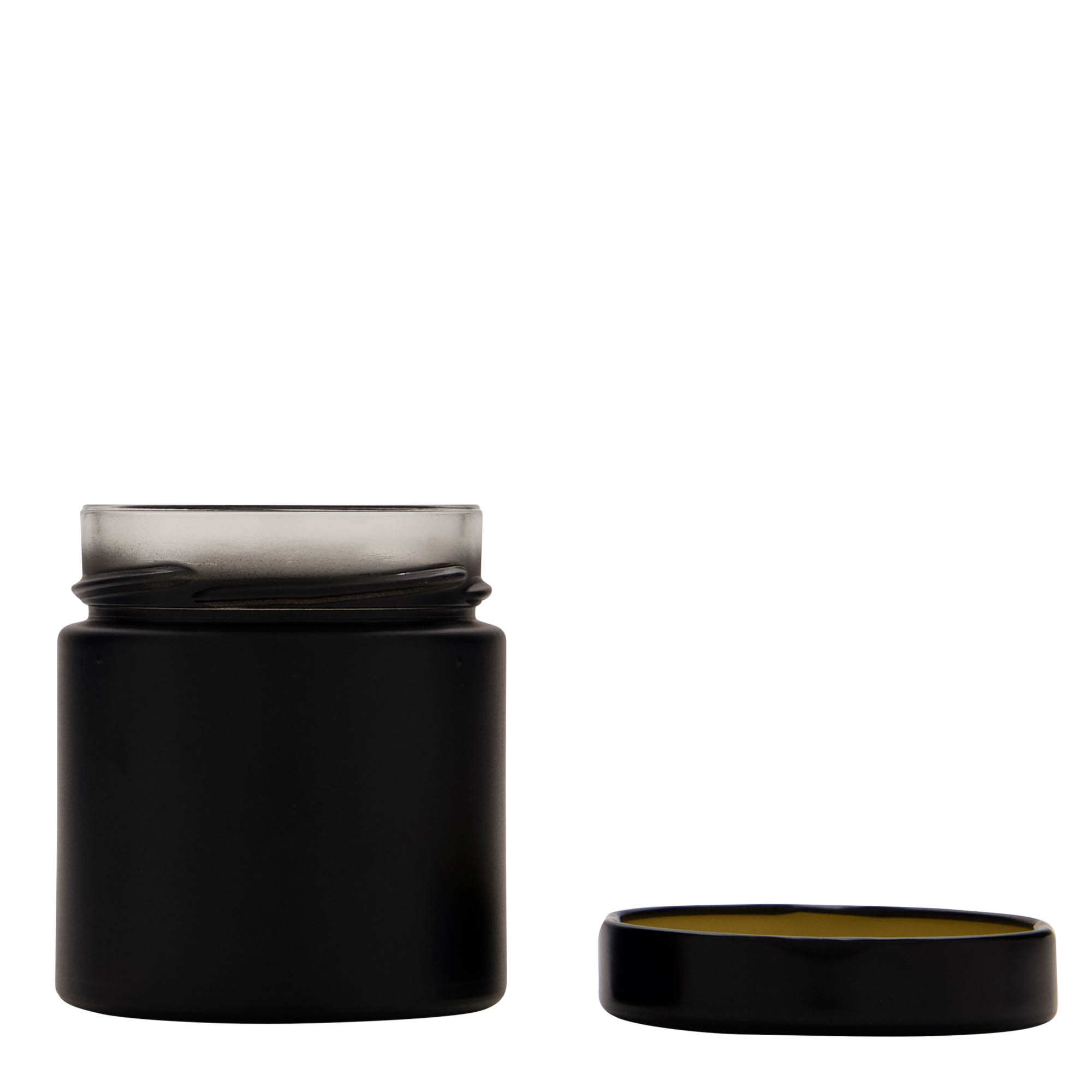 220 ml gotë e rrumbullakët 'Aurora', e zezë, gojë: Deep-Twist-Off (DTO 66) 220 ml gotë e rrumbullakët 'Aurora', e zezë, gojë: Deep-Twist-Off (DTO 66)