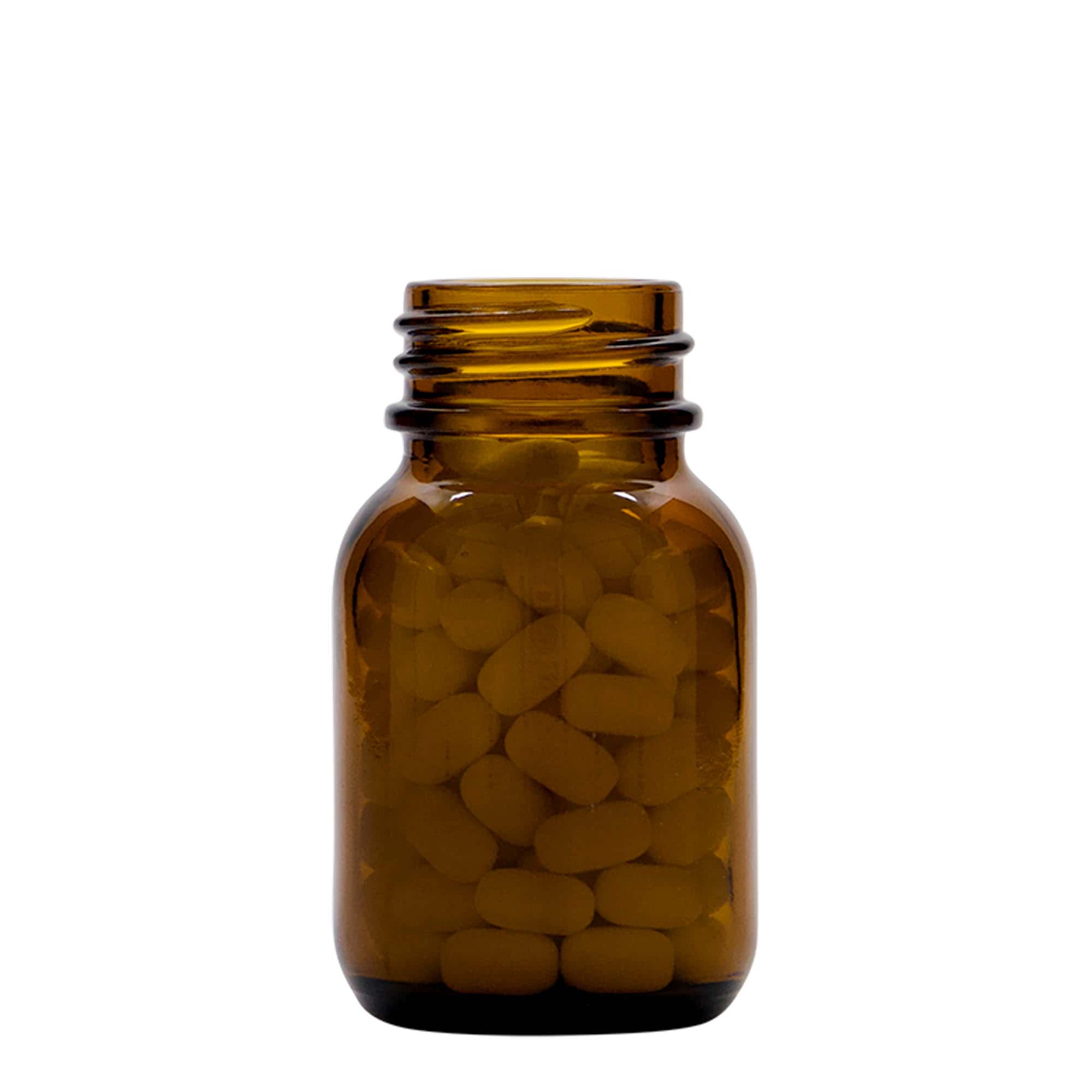 50 ml gotë qelqi me qafë të gjerë, kafe, gojë: DIN 32