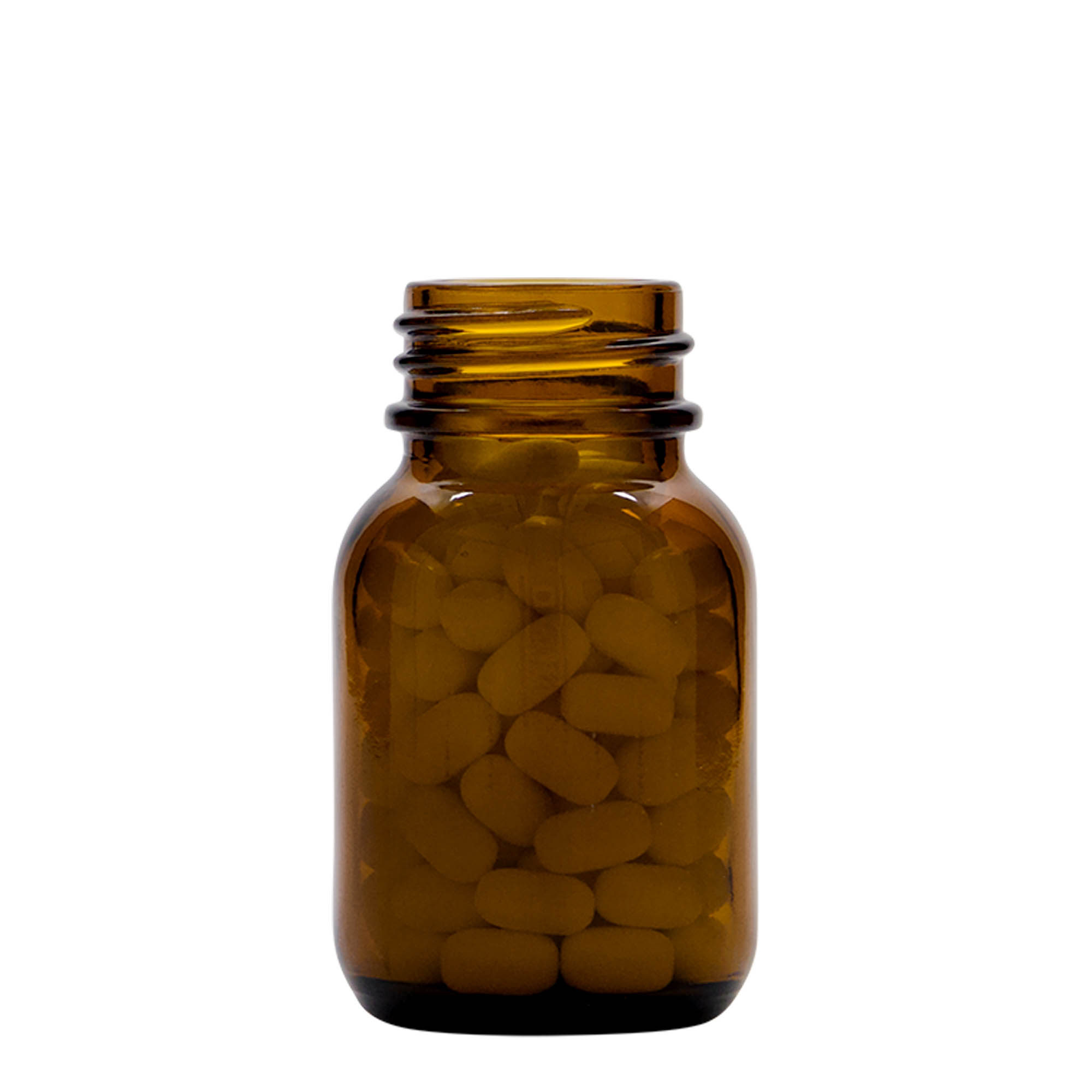 50 ml gotë qelqi me qafë të gjerë, kafe, gojë: DIN 32
