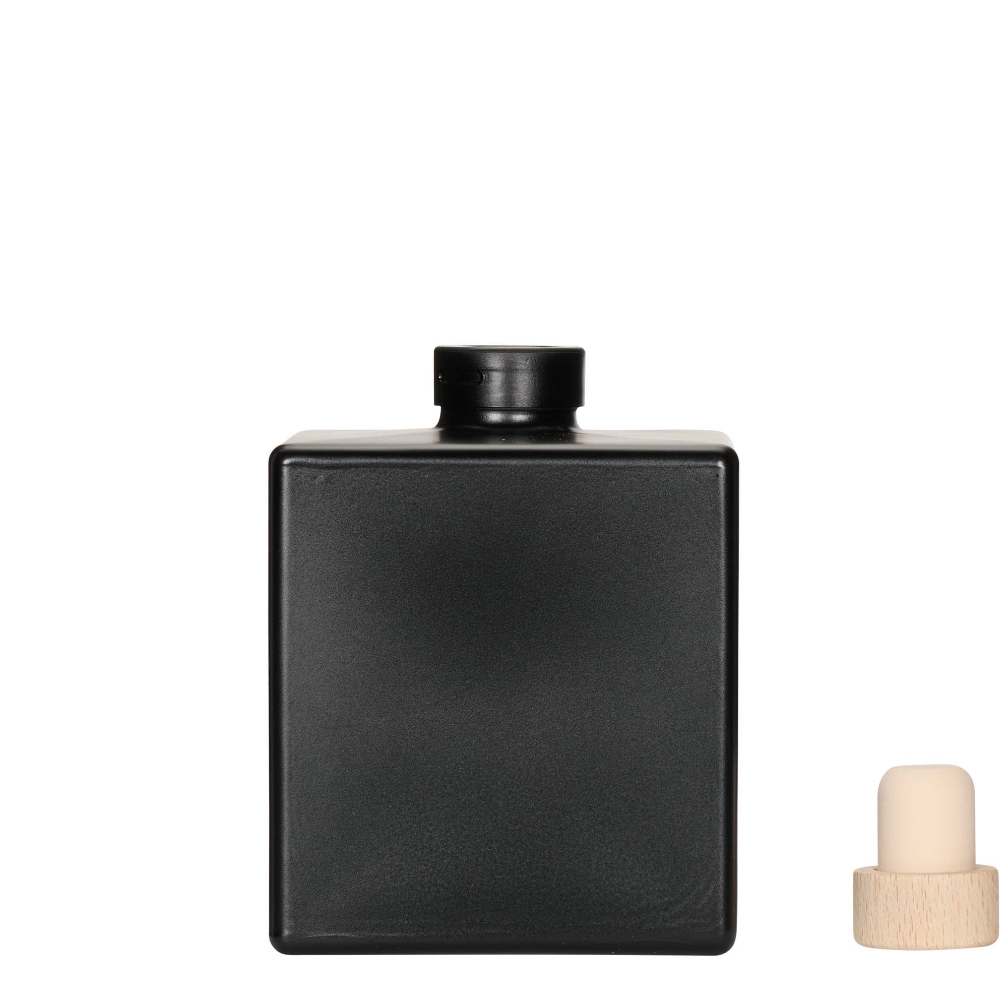 Shishe qelqi 500 ml 'Cube', katrore, e zezë, gojë: kork