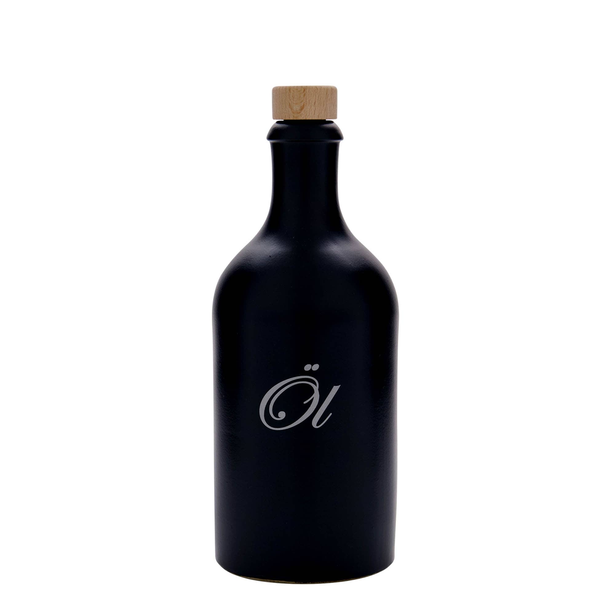 500 ml krua me dhe, motiv: vaj, qeramike, e zezë, goja: kork