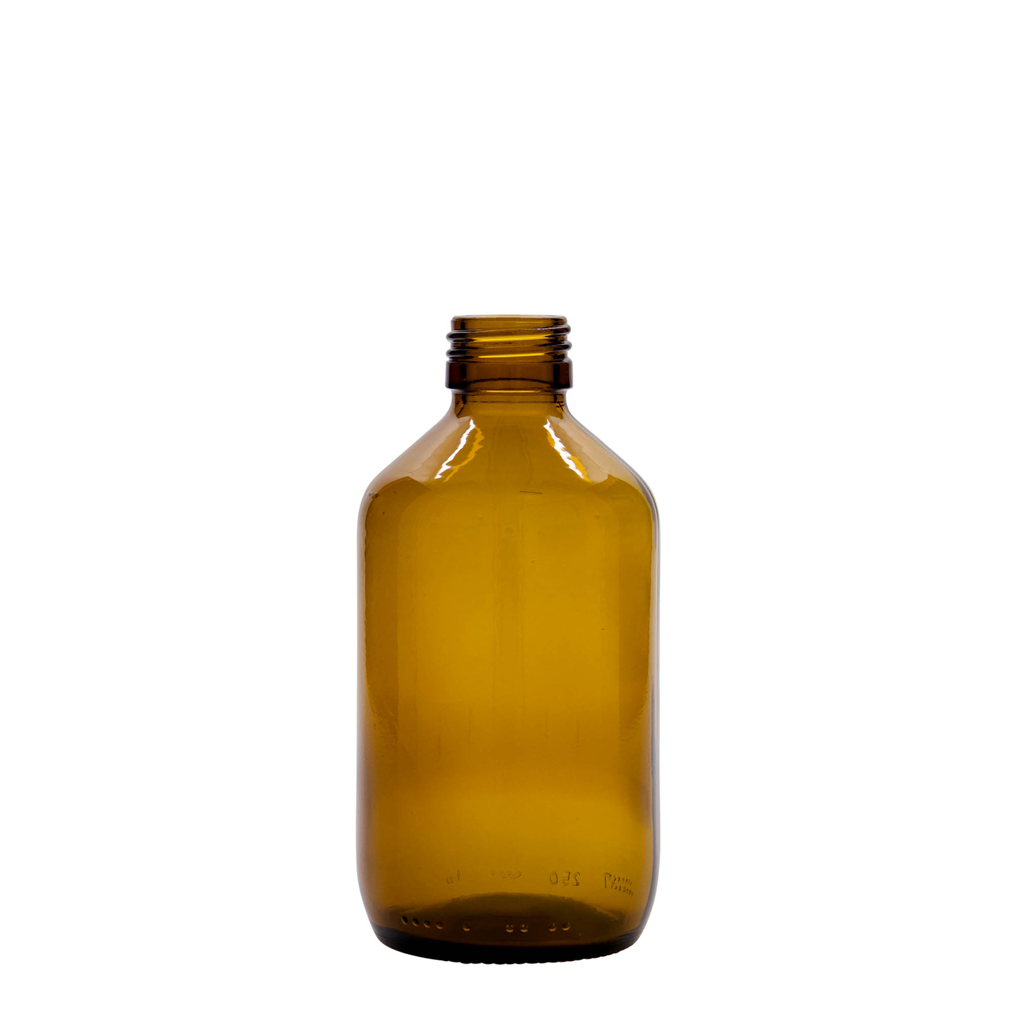 250 ml shishe mjekësore, kafe, qelq, gojë: PP 28