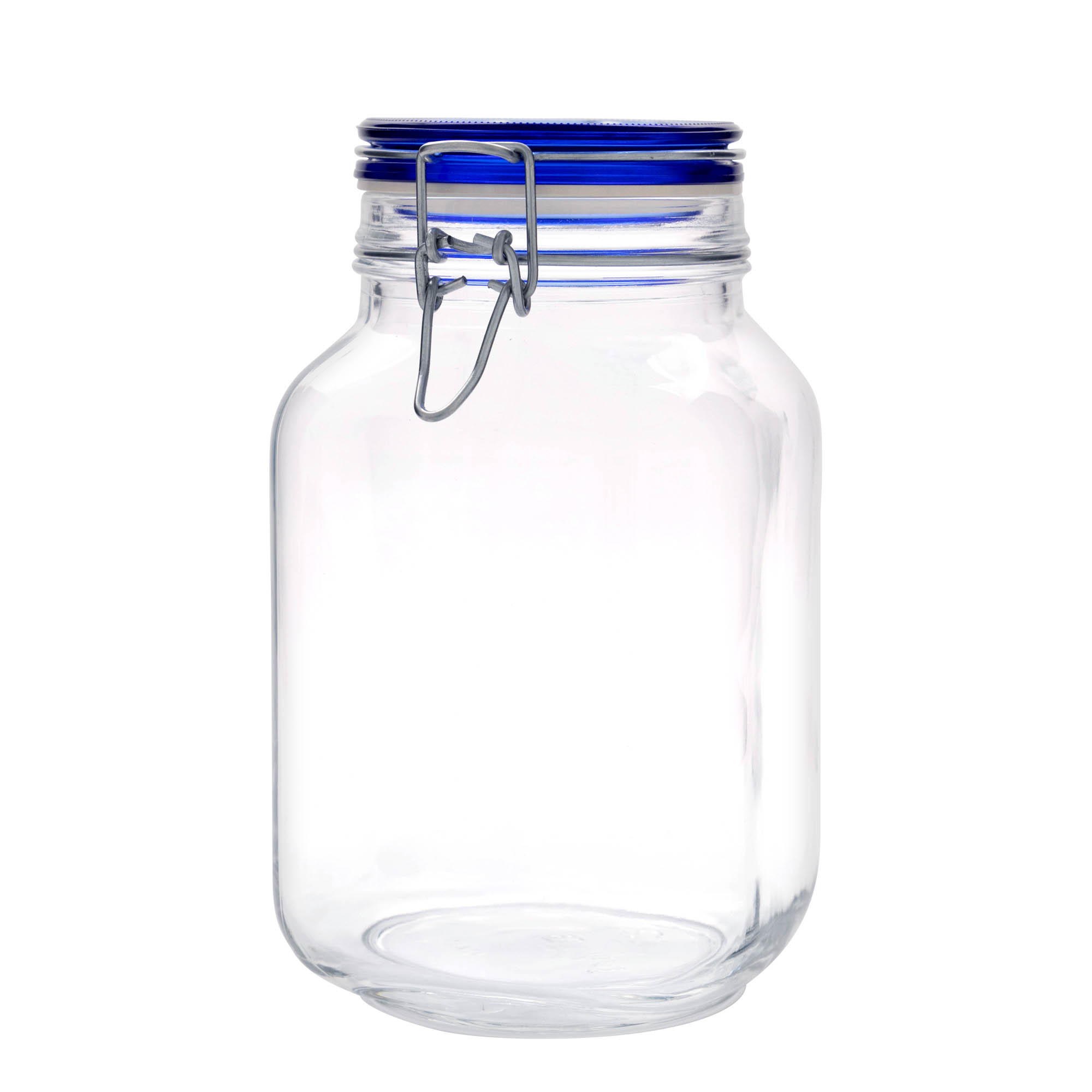 2.000 ml kavanoz me kapak me tela 'Fido' me kapak blu, katror, hapje: mbyllje me kapak me tela