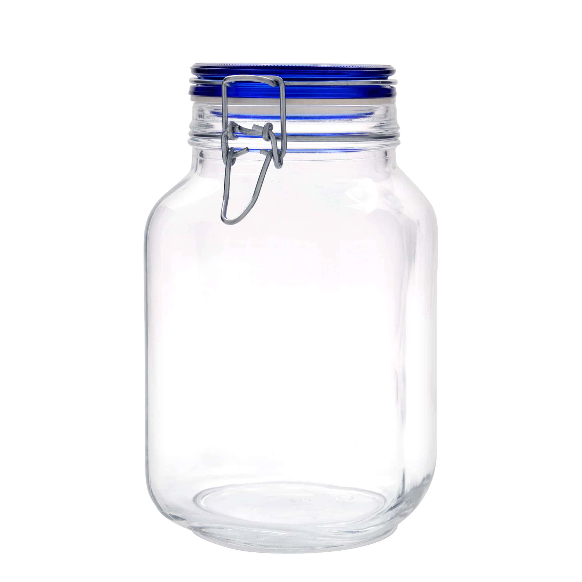 2.000 ml kavanoz me kapak me tela 'Fido' me kapak blu, katror, hapje: mbyllje me kapak me tela 2.000 ml kavanoz me kapak me tela 'Fido' me kapak blu, katror, hapje: mbyllje me kapak me tela