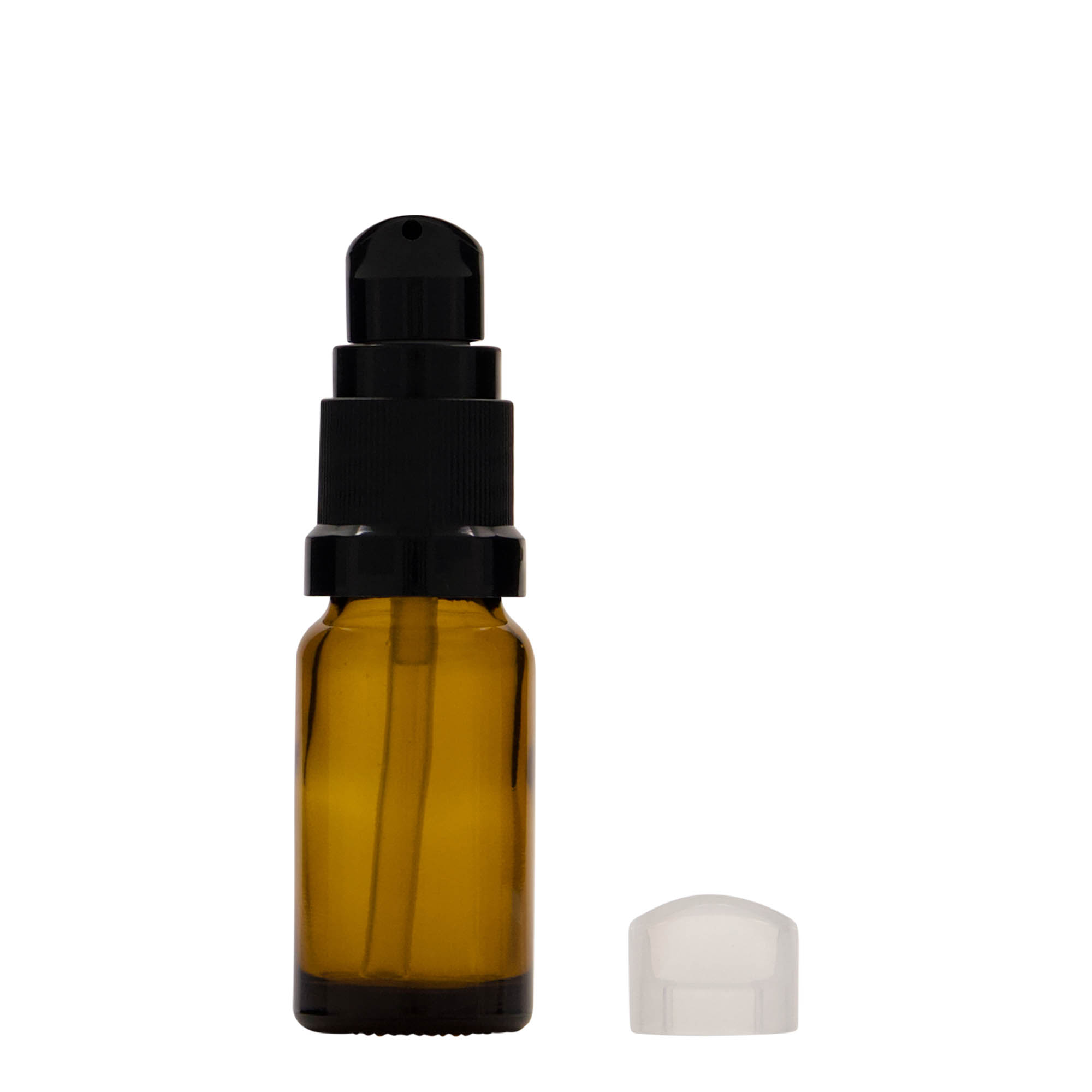 10 ml shishe mjekësore me pompë locioni, qelq, kafe, hapja: DIN 18 10 ml shishe mjekësore me pompë locioni, qelq, kafe, hapja: DIN 18