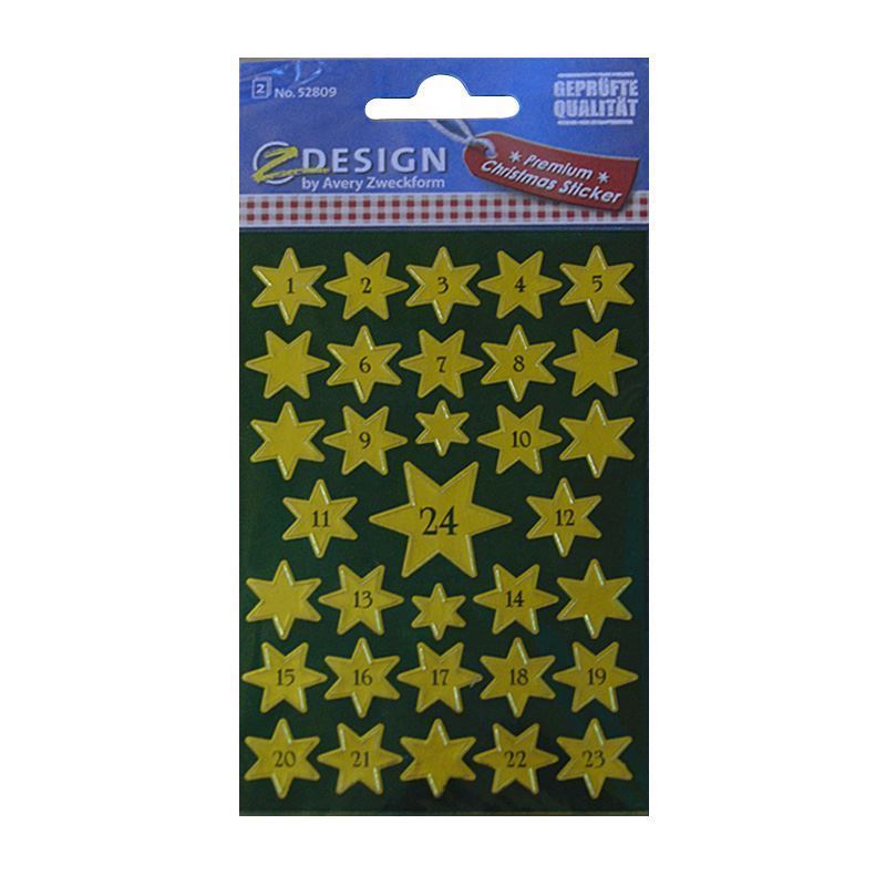 Zweckform Sticker 'Kalendar Dhjetori 1-24', letër, ari