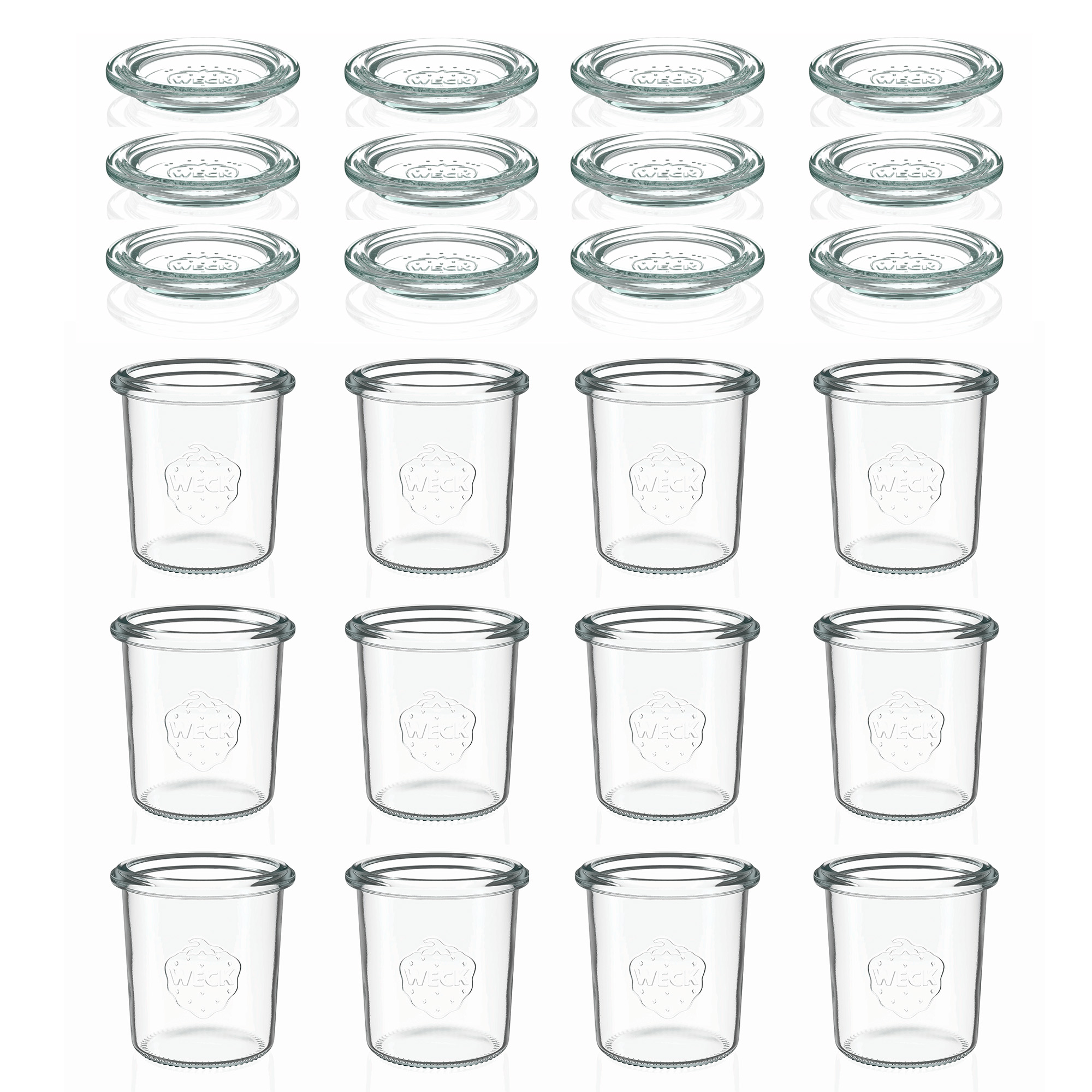 12x 160 ml gjypa WECK me hapje të gjerë me kapak qelqi RR 60