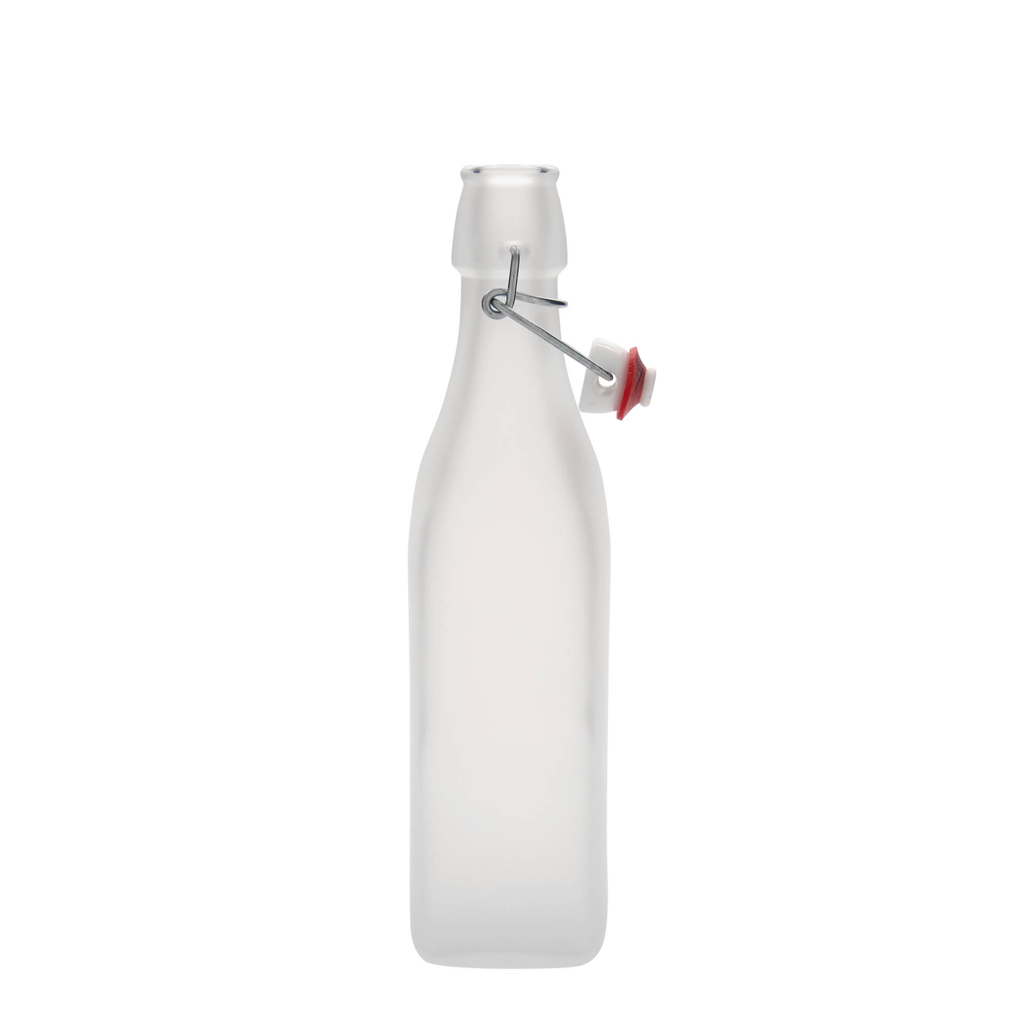Shishe qelqi 500 ml 'Swing, katrore, e bardhë, gojë: mbyllje me kapëse'