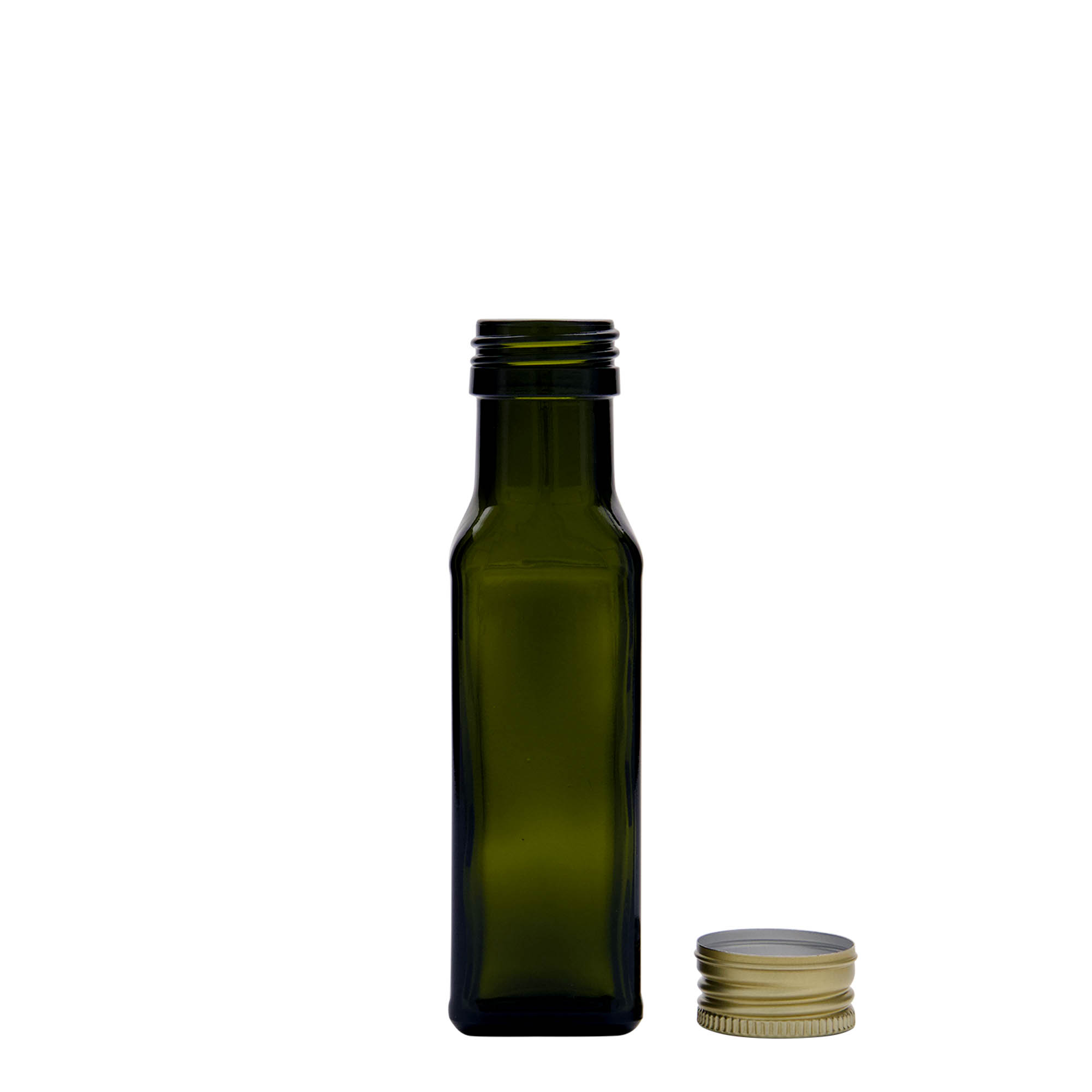 Shishe qelqi 100 ml 'Marasca', katrore, jeshile antike, gojë: PP 31,5 Shishe qelqi 100 ml 'Marasca', katrore, jeshile antike, gojë: PP 31,5