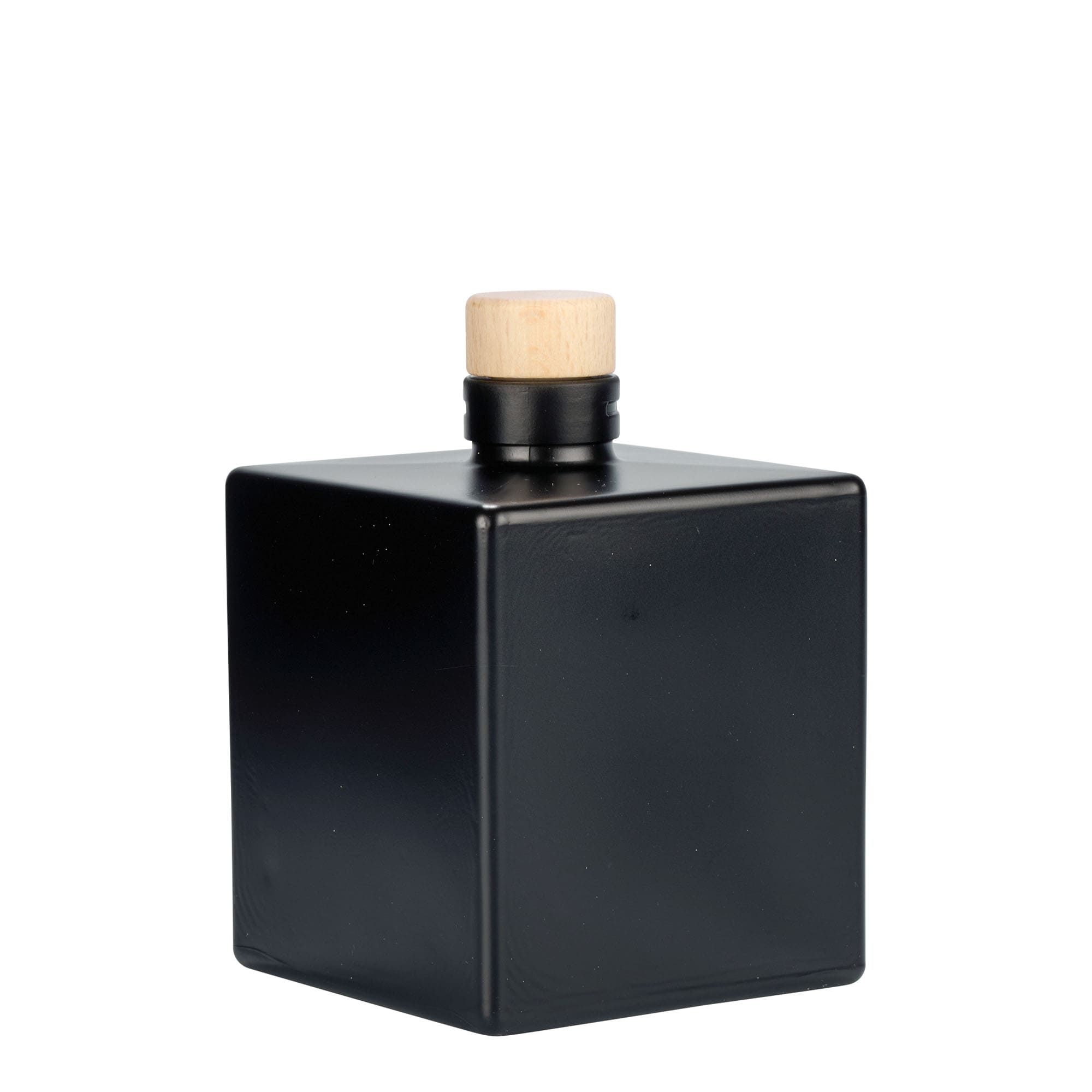 Shishe qelqi 500 ml 'Cube', katrore, e zezë, gojë: kork Shishe qelqi 500 ml 'Cube', katrore, e zezë, gojë: kork