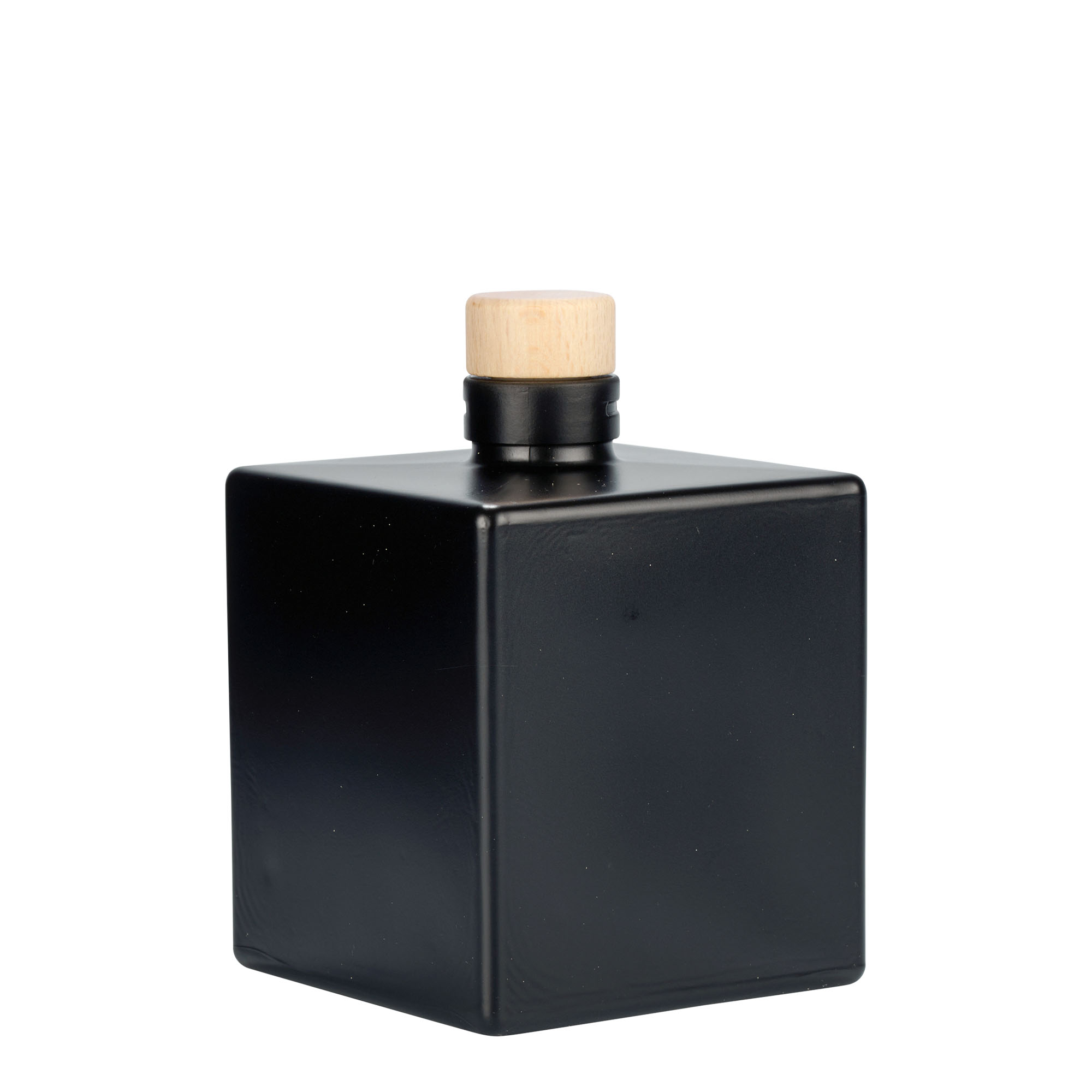 Shishe qelqi 500 ml 'Cube', katrore, e zezë, gojë: kork