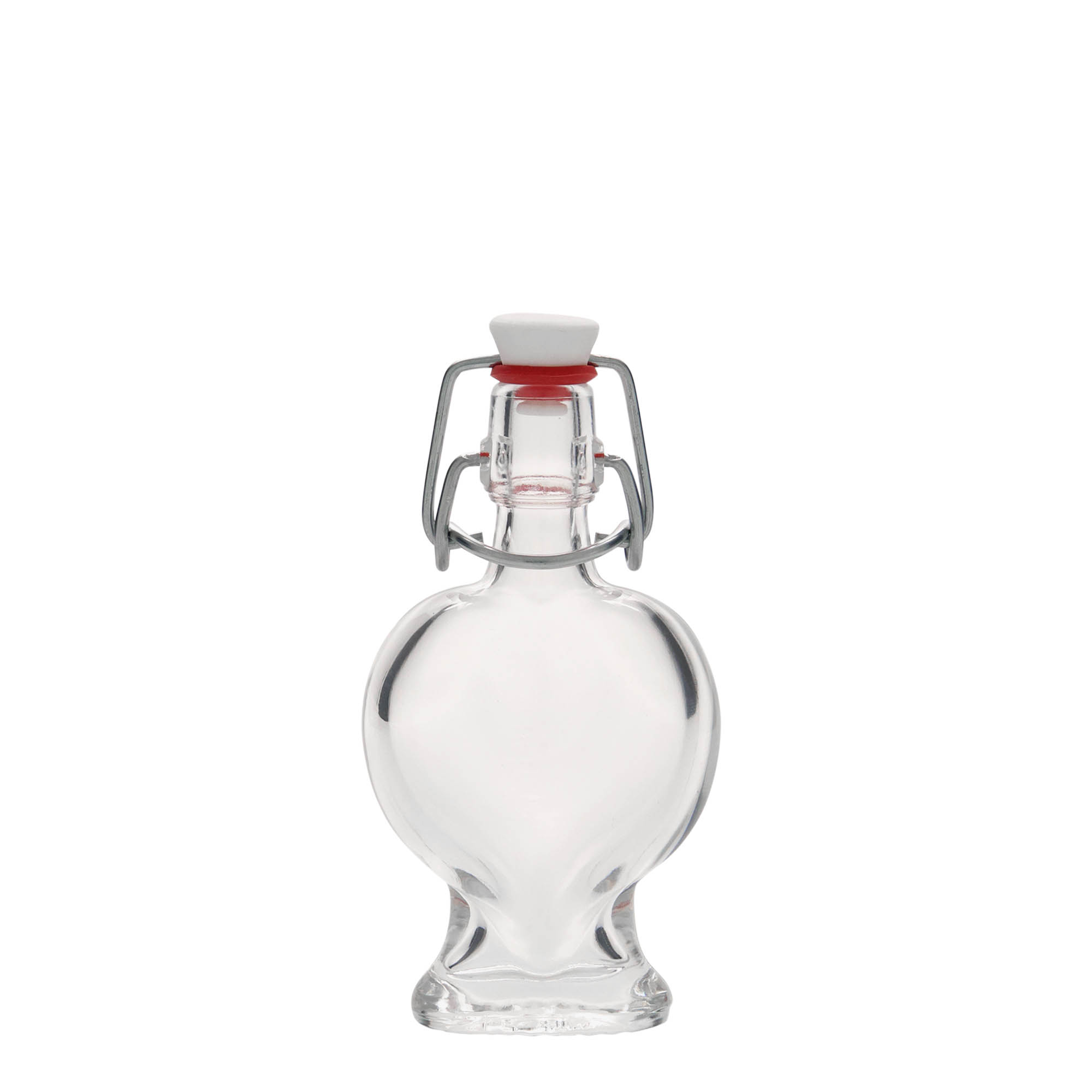 Shishe qelqi 40 ml 'Zemër', Hapur: Mbyllje me kapëse Shishe qelqi 40 ml 'Zemër', Hapur: Mbyllje me kapëse
