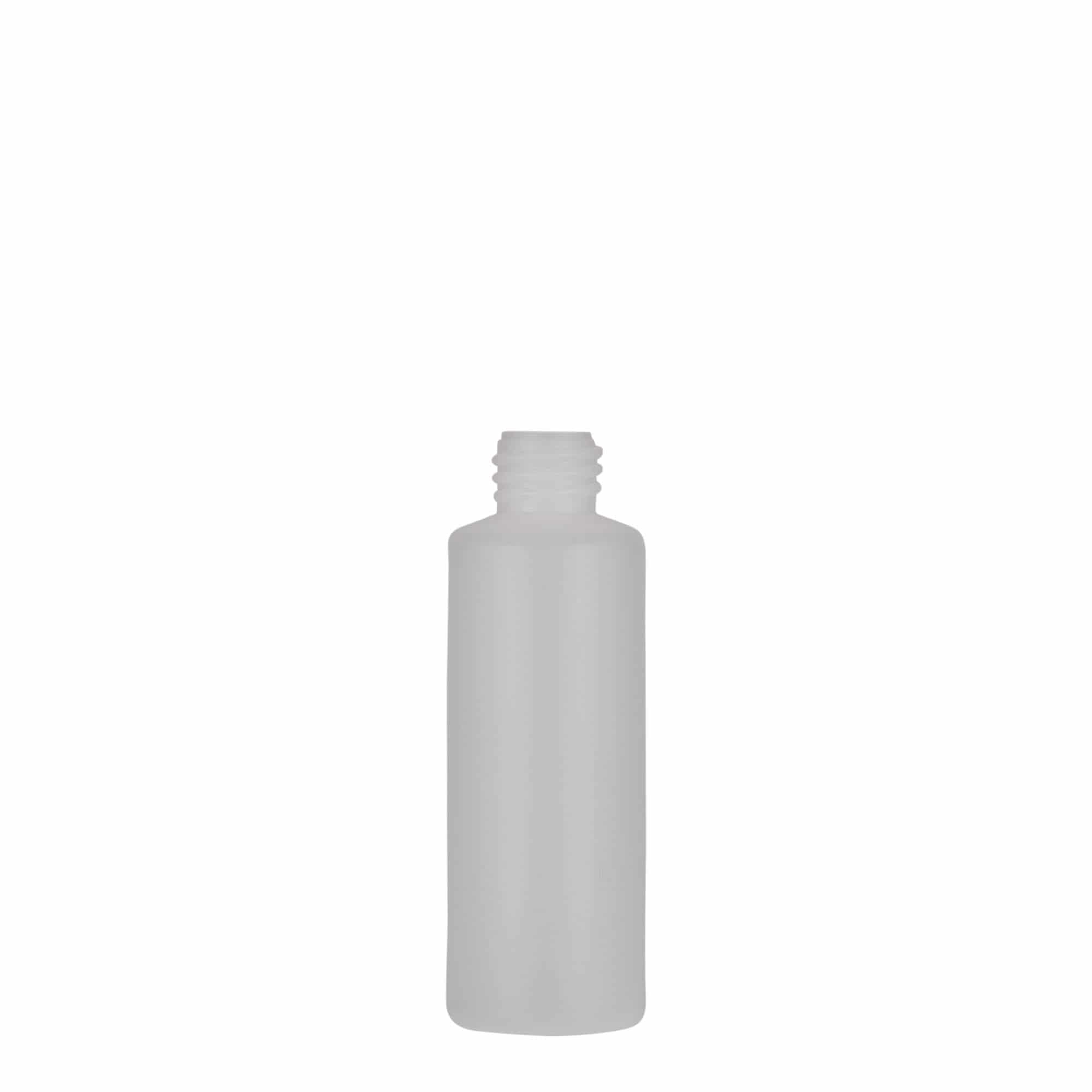 50 ml shishe rrethore, plastikë PE, natyrale, hapje: kapak me vida