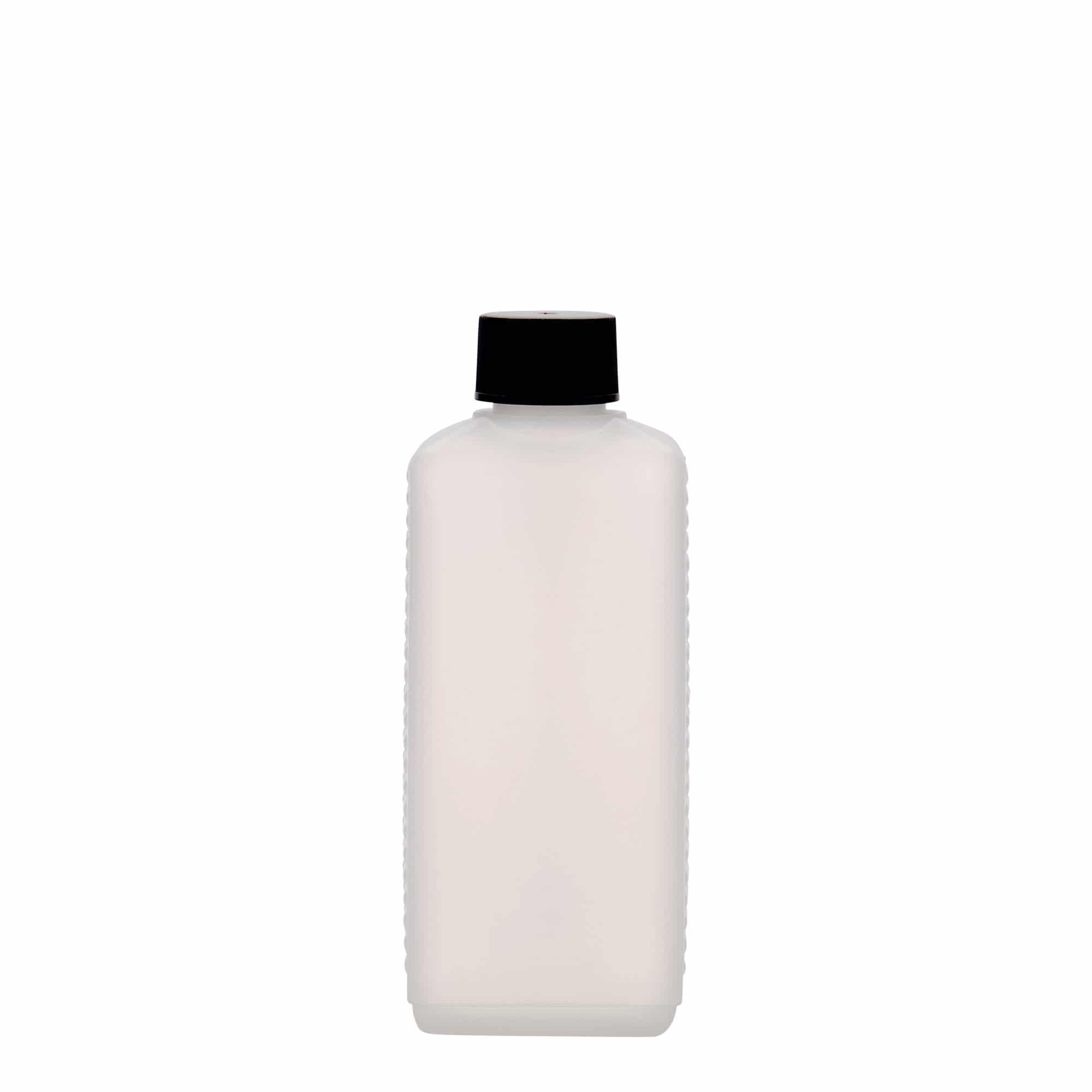 250 ml shishe kanister, drejtkëndëshe, plastikë HDPE, natyrale, gojëzimi: DIN 25 EPE