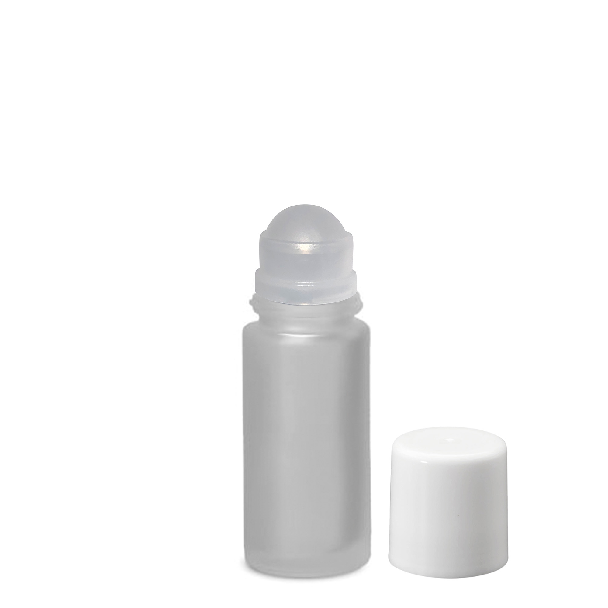 Shishe roll-on 50 ml, xham, e ngrirë, gojë: kapak me vida Shishe roll-on 50 ml, xham, e ngrirë, gojë: kapak me vida