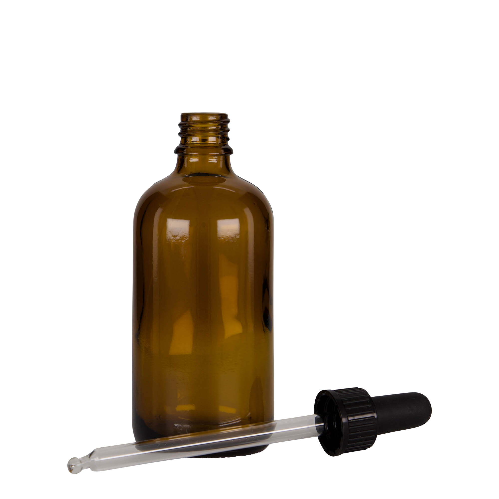100 ml shishe me pipetë, mjekësore, qelq, kafe-e zezë, gojë: DIN 18