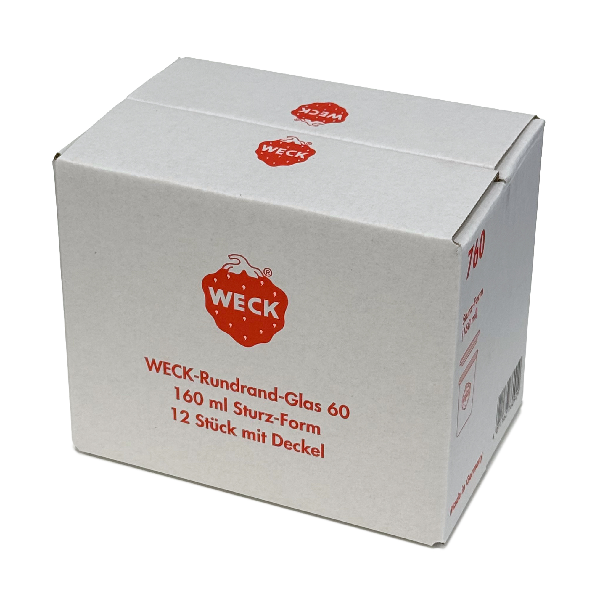 12x 160 ml gjypa WECK me hapje të gjerë me kapak qelqi RR 60