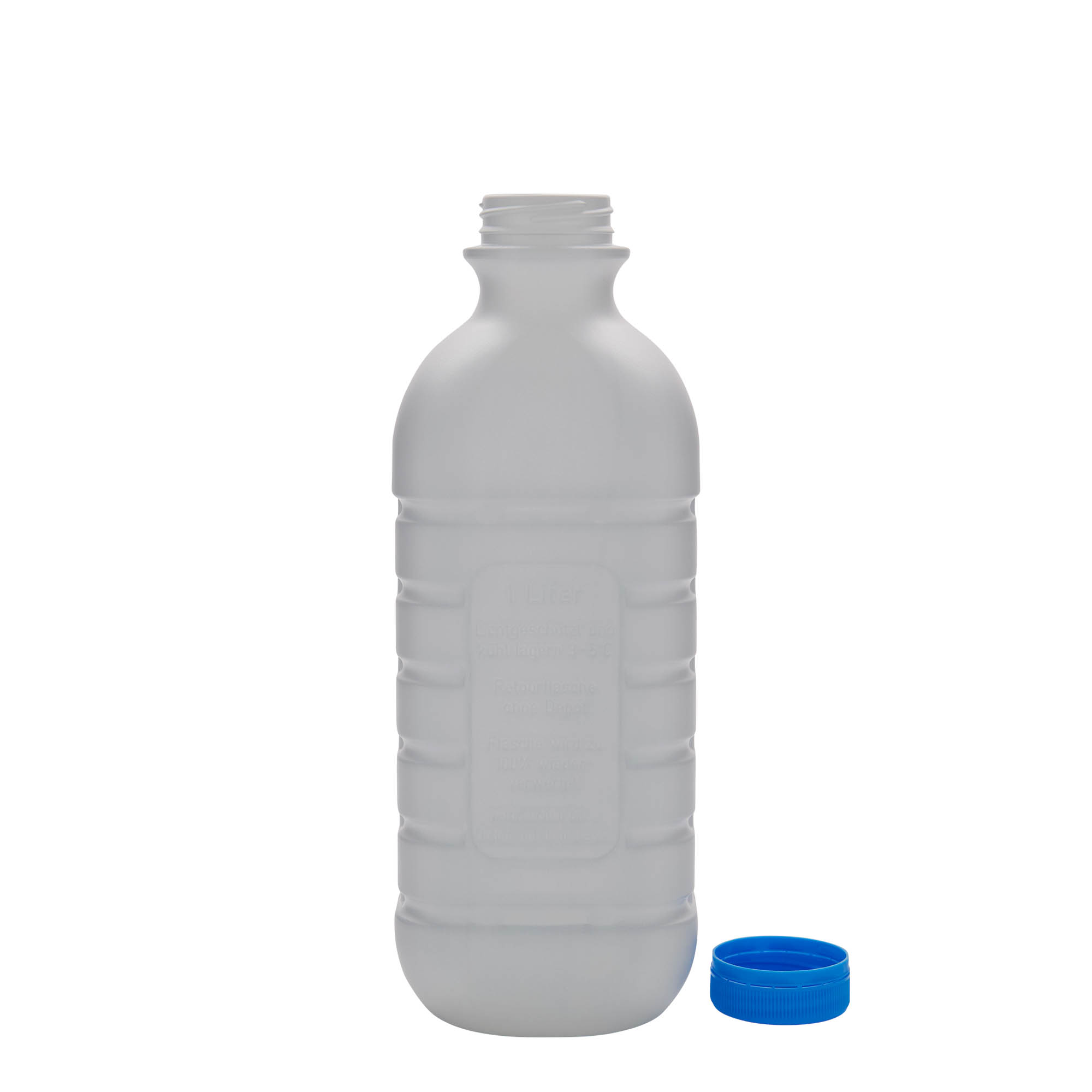 1.000 ml shishe qumështi, drejtkëndëshe, plastikë HDPE, e bardhë, hapja: PEHD40