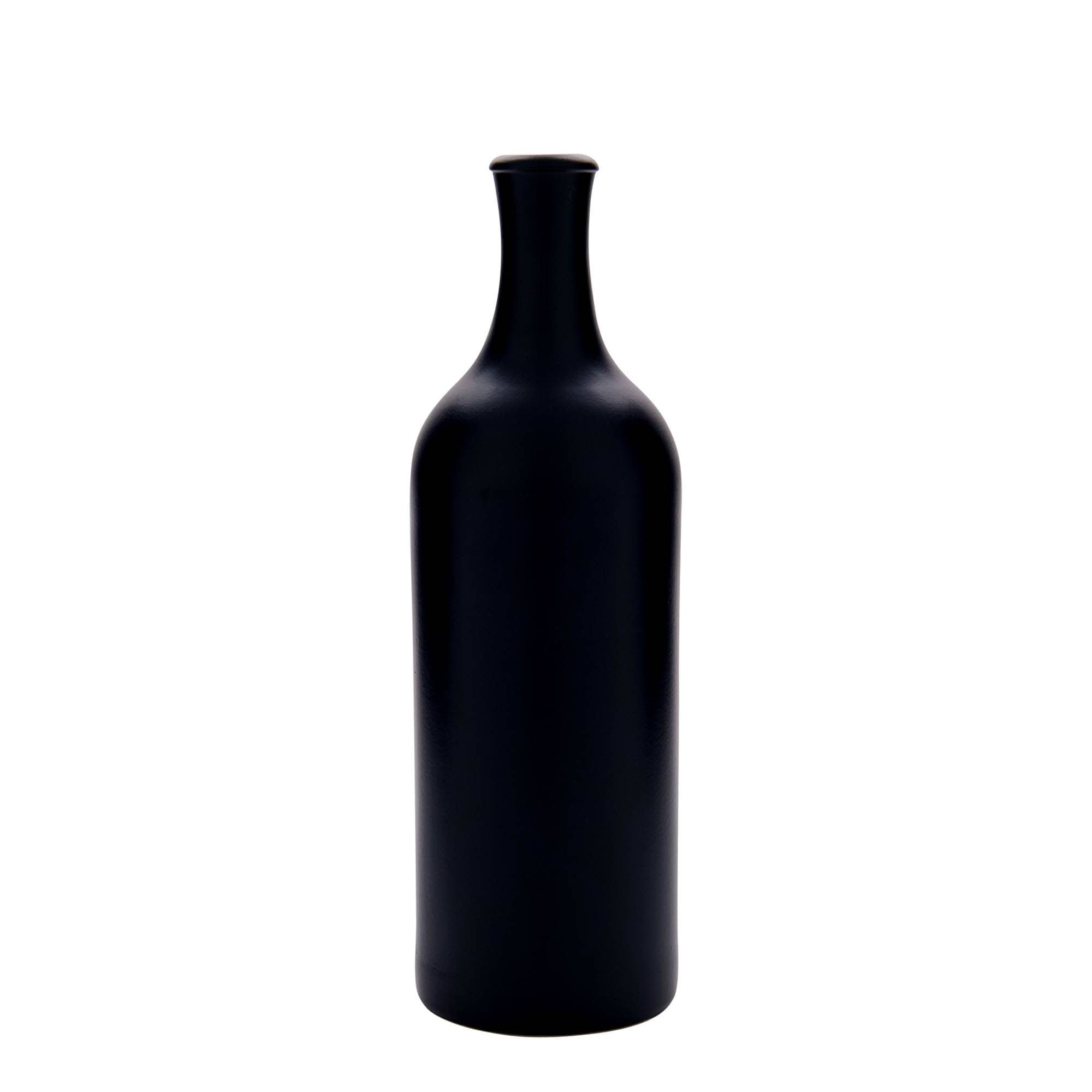 750 ml kruaç me qafë të gjatë, qeramikë, e zezë, gojë: kork