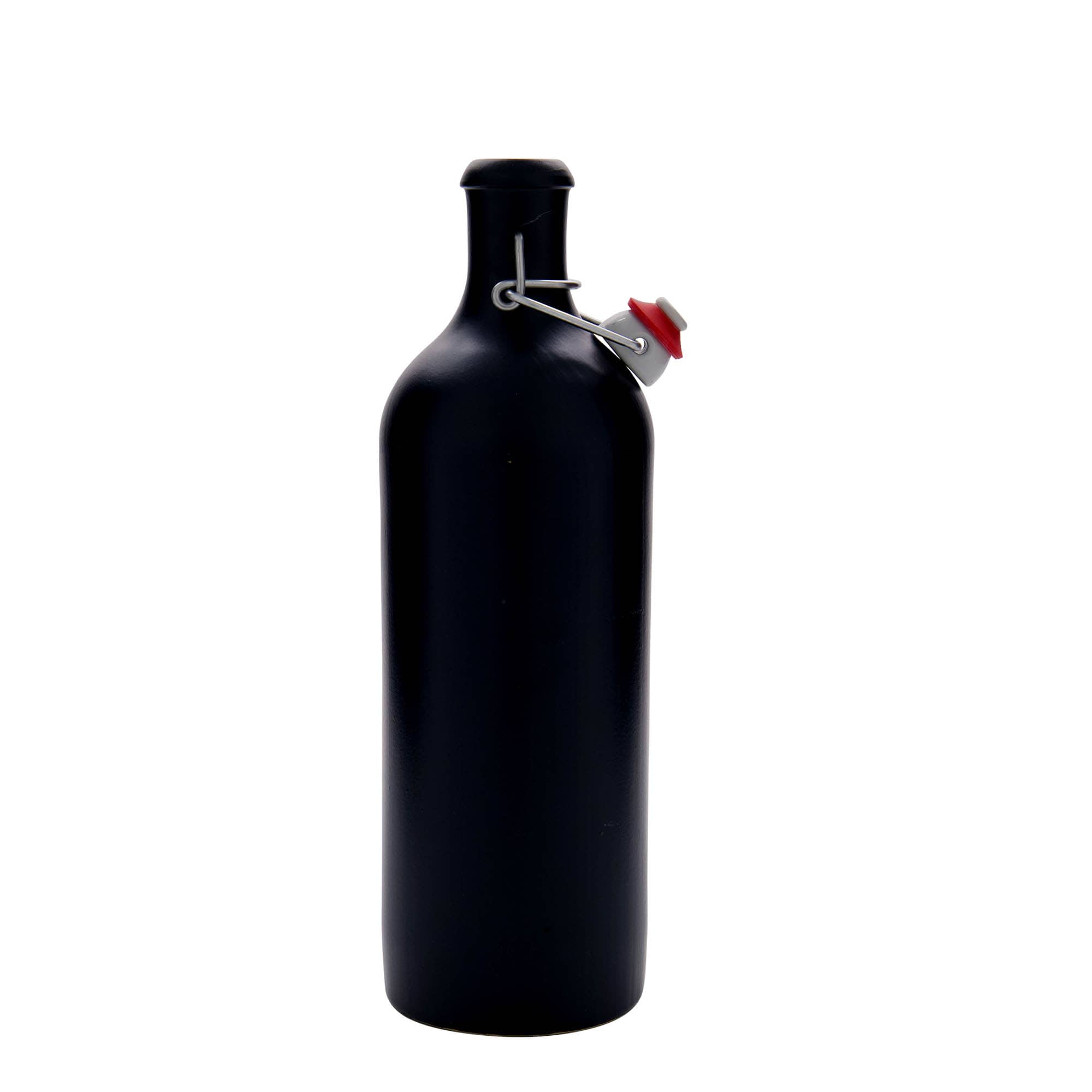 750 ml kruaq balte, qeramikë, e zezë, gojë: mbyllje me kapëse hekuri