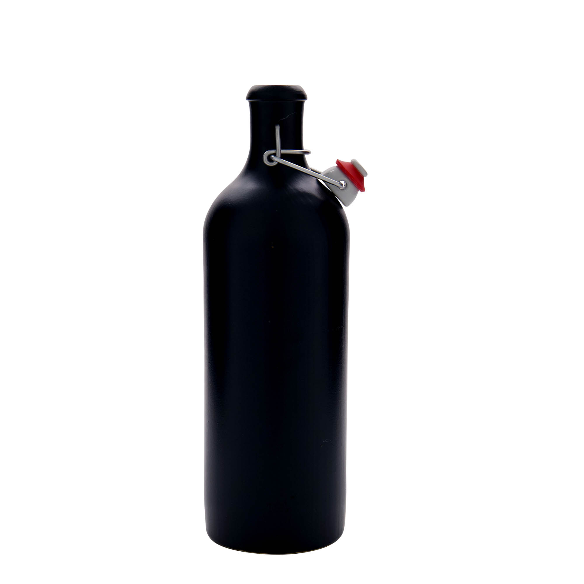 750 ml kruaq balte, qeramikë, e zezë, gojë: mbyllje me kapëse hekuri