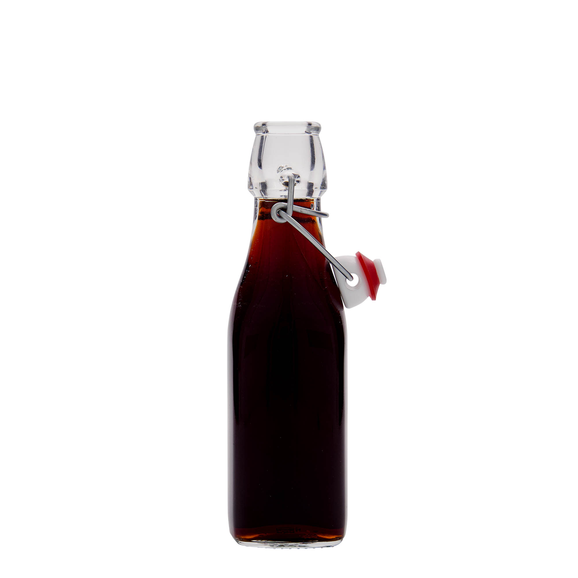 Shishe qelqi 250 ml 'Swing, katrore, gojë: kapëse me kallëp' Shishe qelqi 250 ml 'Swing, katrore, gojë: kapëse me kallëp'
