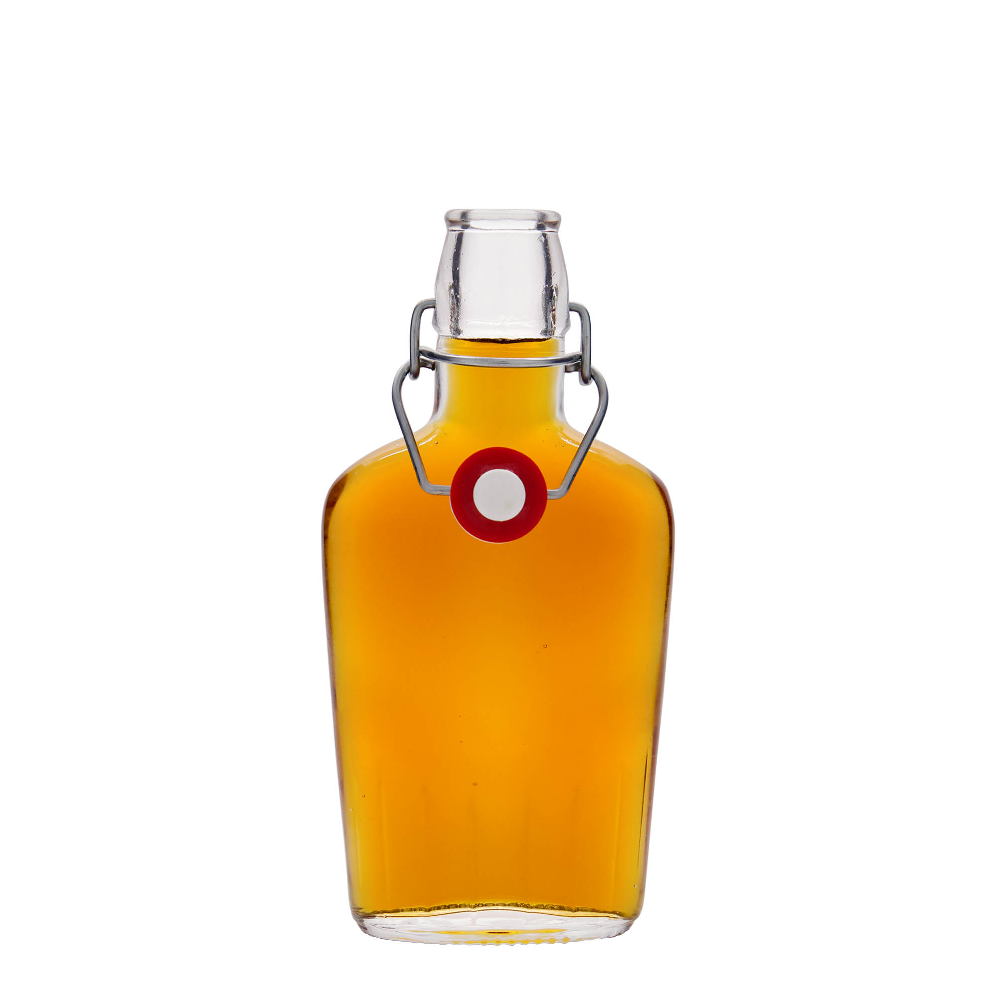 Shishe qelqi 250 ml 'Fiaschetta', ovale, gojë: kapak me kllapë Shishe qelqi 250 ml 'Fiaschetta', ovale, gojë: kapak me kllapë