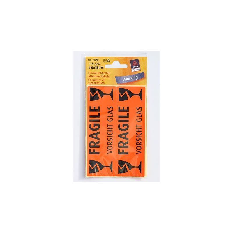 Zweckform Sticker 'Kujdes Qelqi', letër, zi-portokalli Zweckform Sticker 'Kujdes Qelqi', letër, zi-portokalli